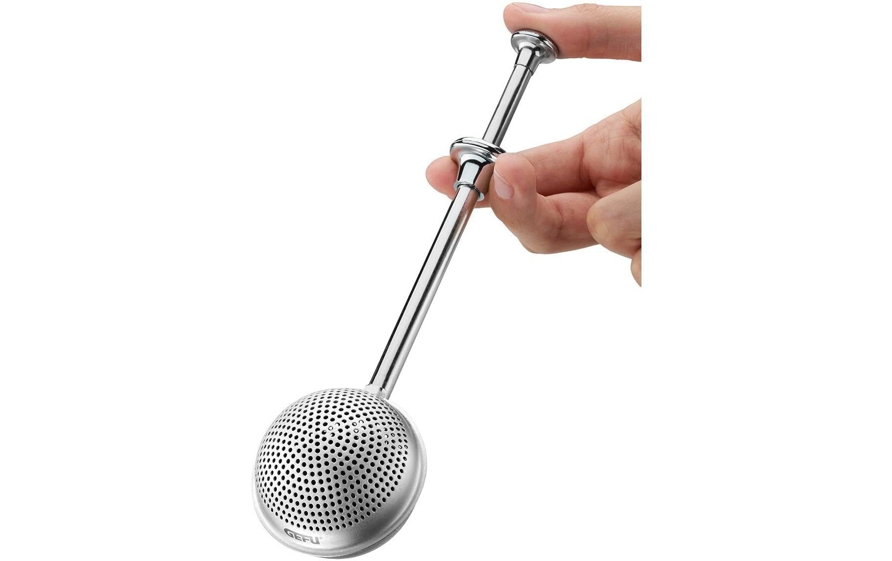GEFU T-BALL – Teesieb Ø 5 × 17,5 cm, Kunststoff/Edelstahl, Silber
