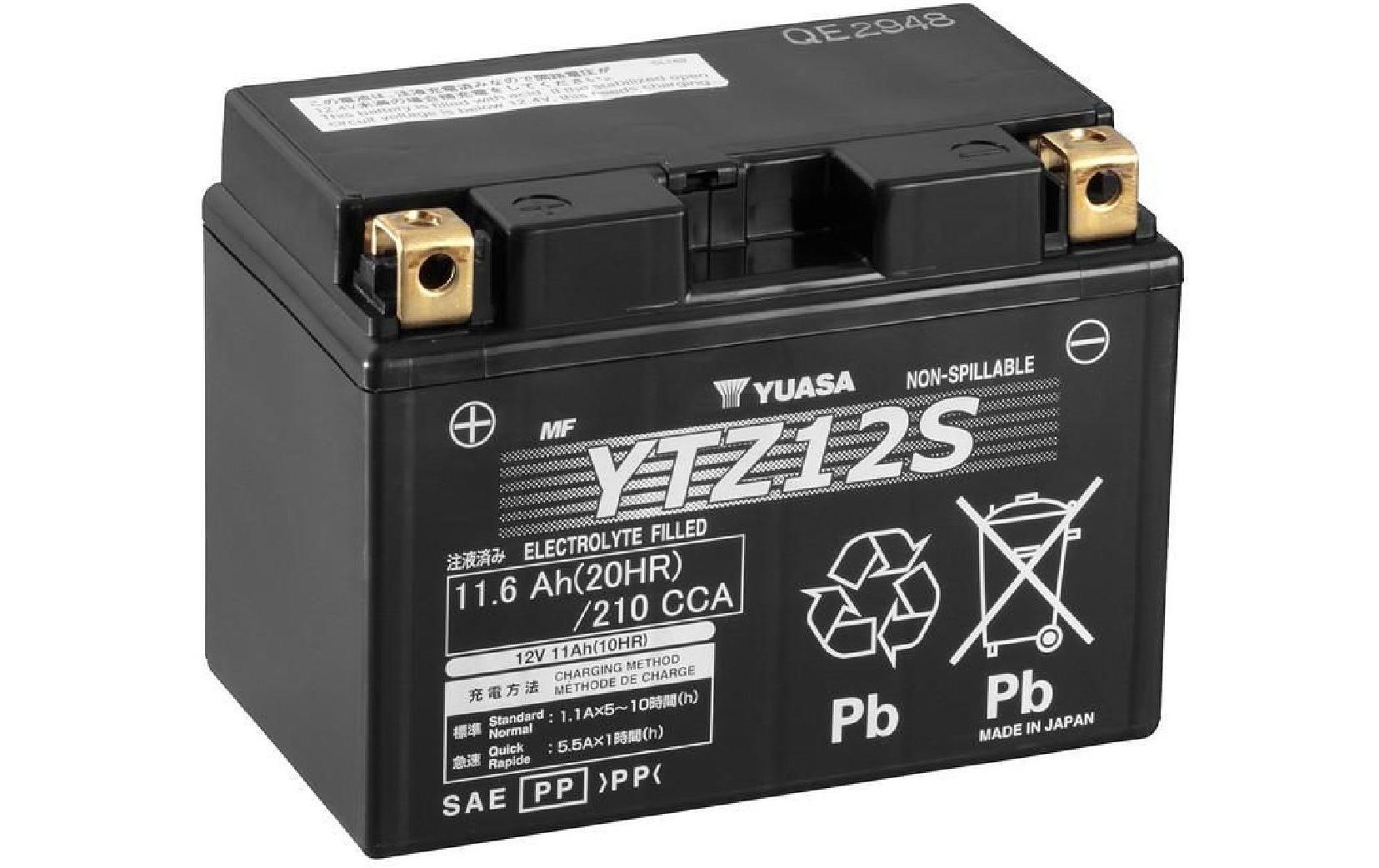 Yuasa Ersatzakku, Blei (VRLA), AGM, 11 600 mAh, 12 V – für YTZ12S