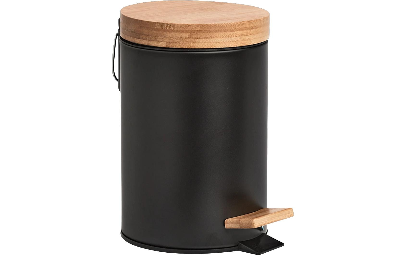 Zeller Present Treteimer Bamboo – 3 l – Bambus, rund – schwarz/braun