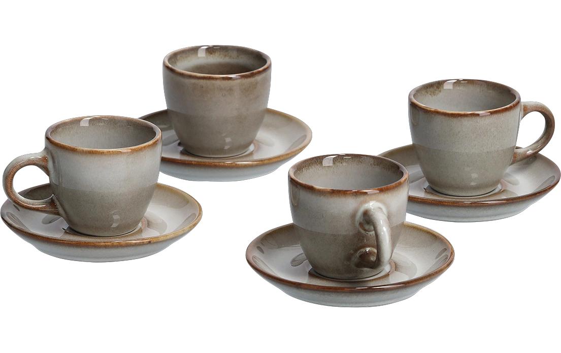 Zeller Present Espressotasse – 8-teiliges Set, 62 ml, Ø 6,0 cm, H 5,5 cm, Keramik, Grau, spülmaschinenfest