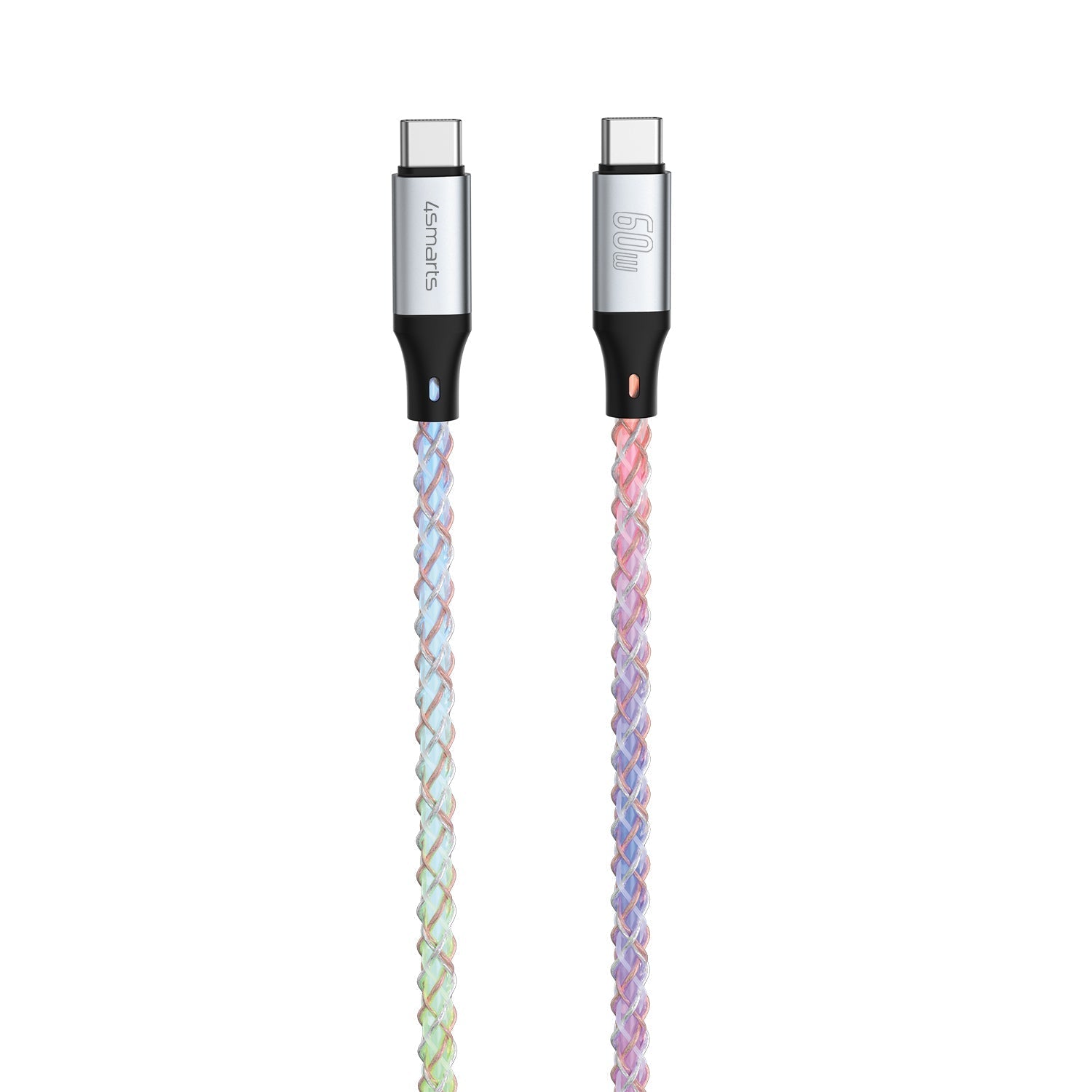 4smarts USB-C auf USB-C Kabel – USB 2.0 (480 Mbps) – 1,5 m – PD 60 W – Mehrfarbig – für Universal