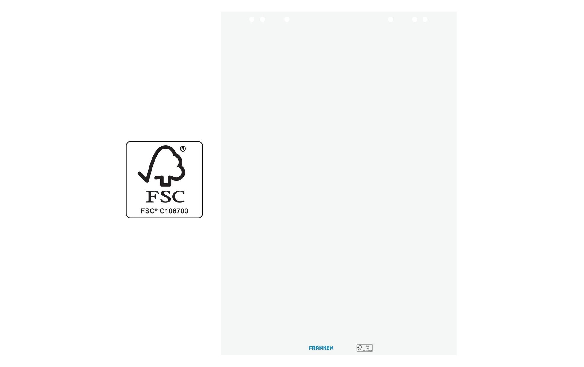 Franken Flipchart-Block F2120 – 68 × 98 cm, 20 Blatt/Block, 5 Blöcke, blanko, weiss, Papier, mit Lochung