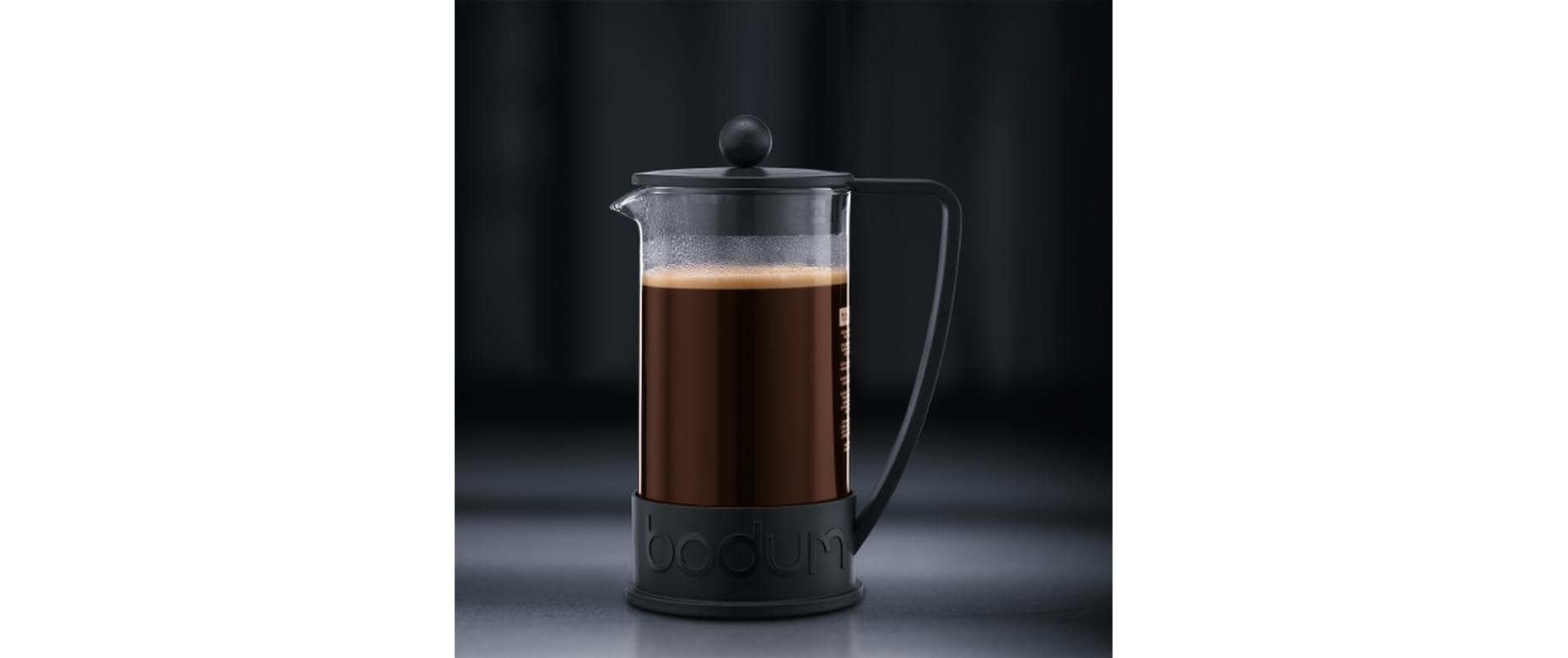 Bodum Brazil French Press Kaffeebereiter – 1 l, 8 Tassen, Schwarz/Transparent