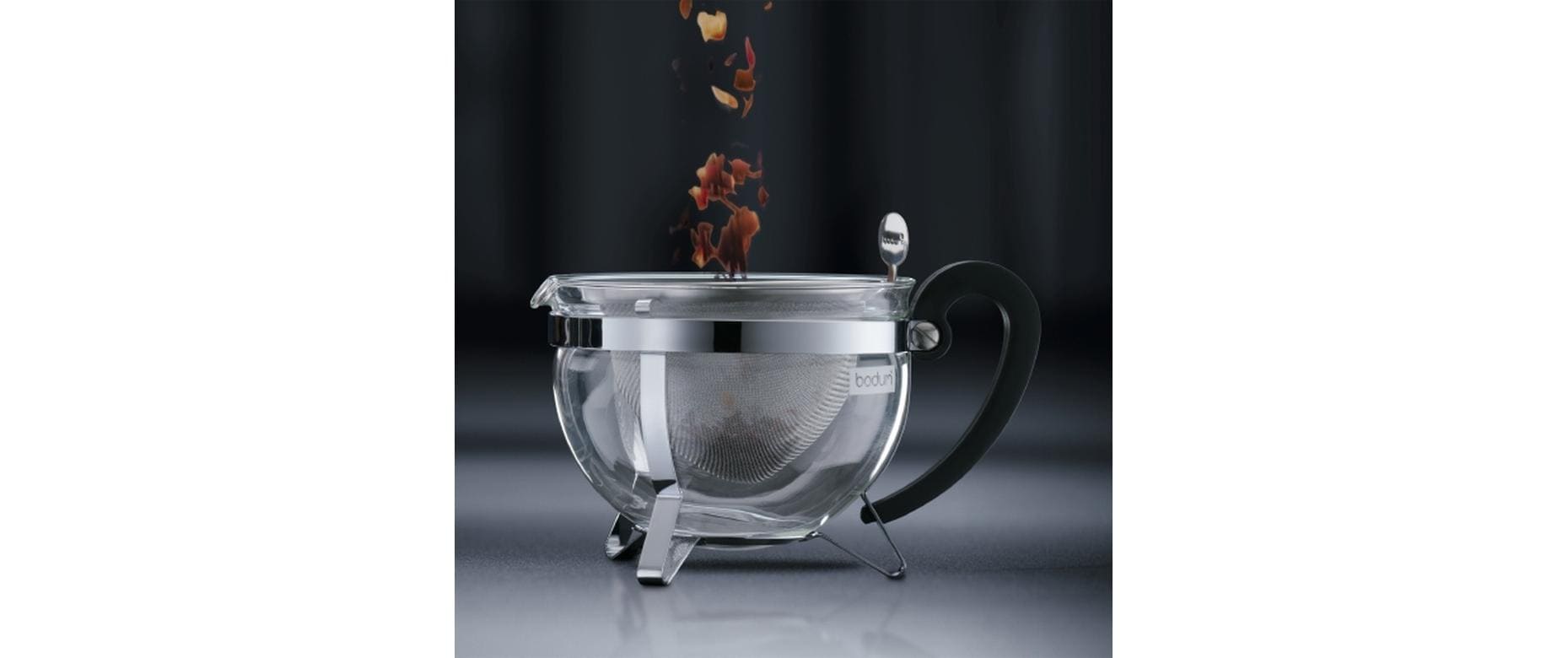 Bodum Chambord – Teezubereiter – 1,5 l – Borosilikatglas, mit Edelstahlfilter – schwarz