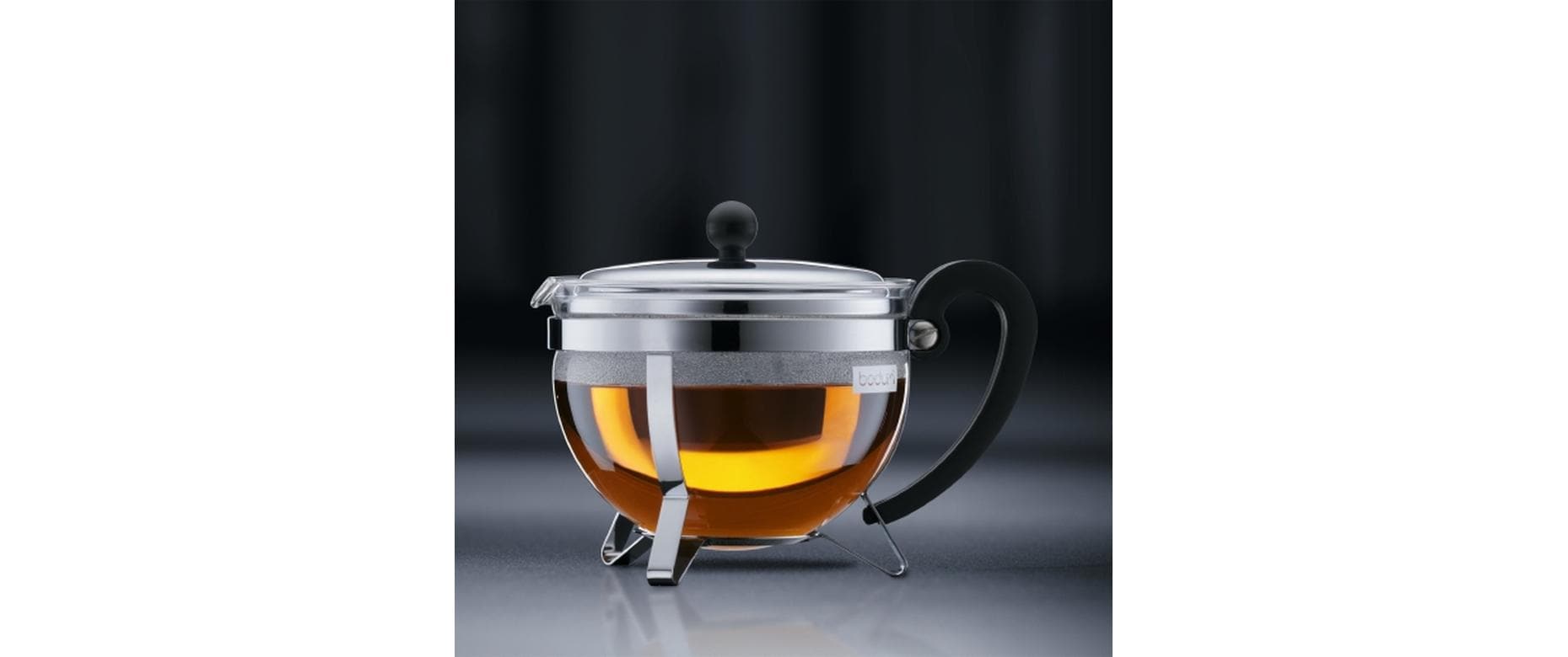 Bodum Chambord – Teezubereiter – 1,5 l – Borosilikatglas, mit Edelstahlfilter – schwarz