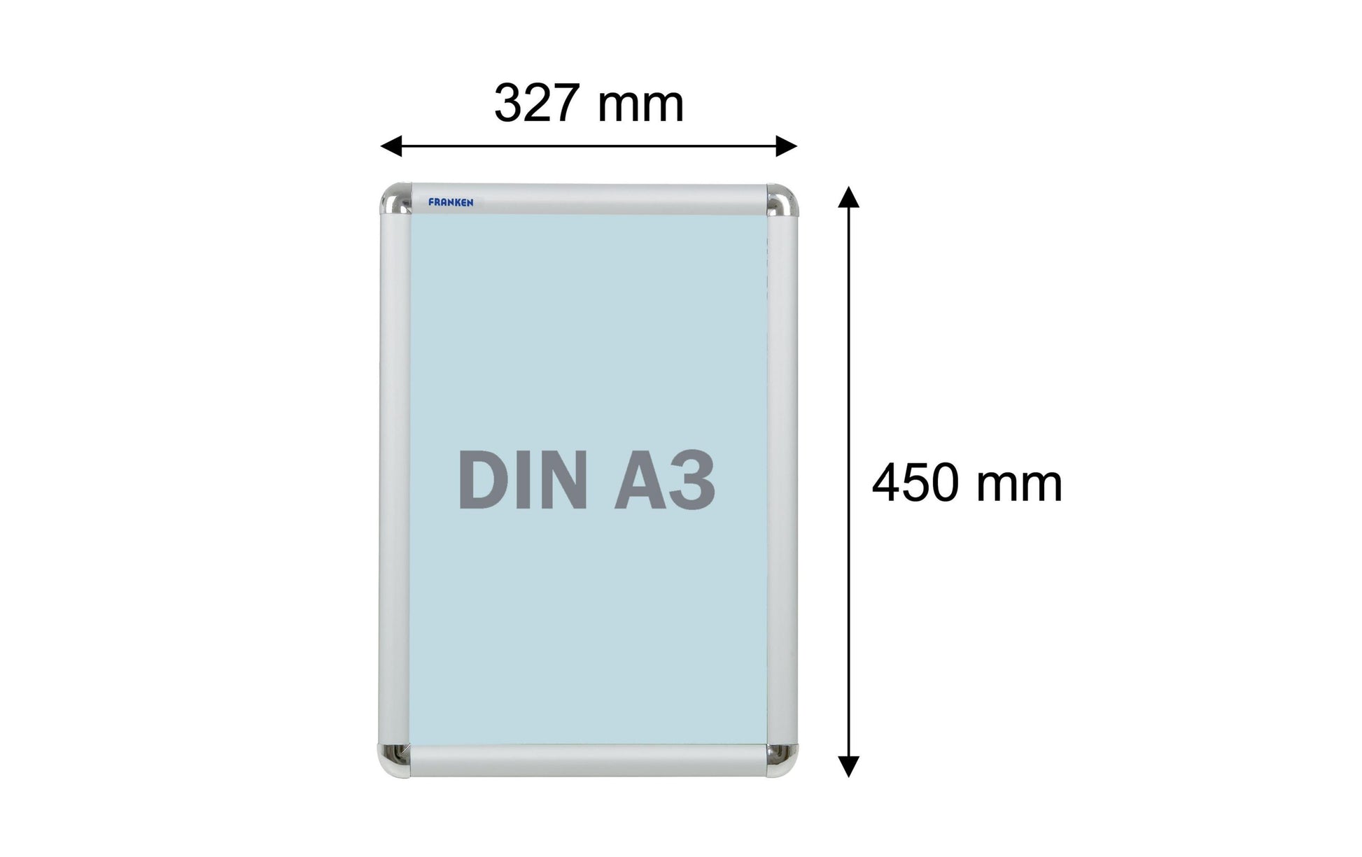 Franken Plakatrahmen – für A3 – Klapprahmen – Silber – Aluminium – 327×450×12 mm