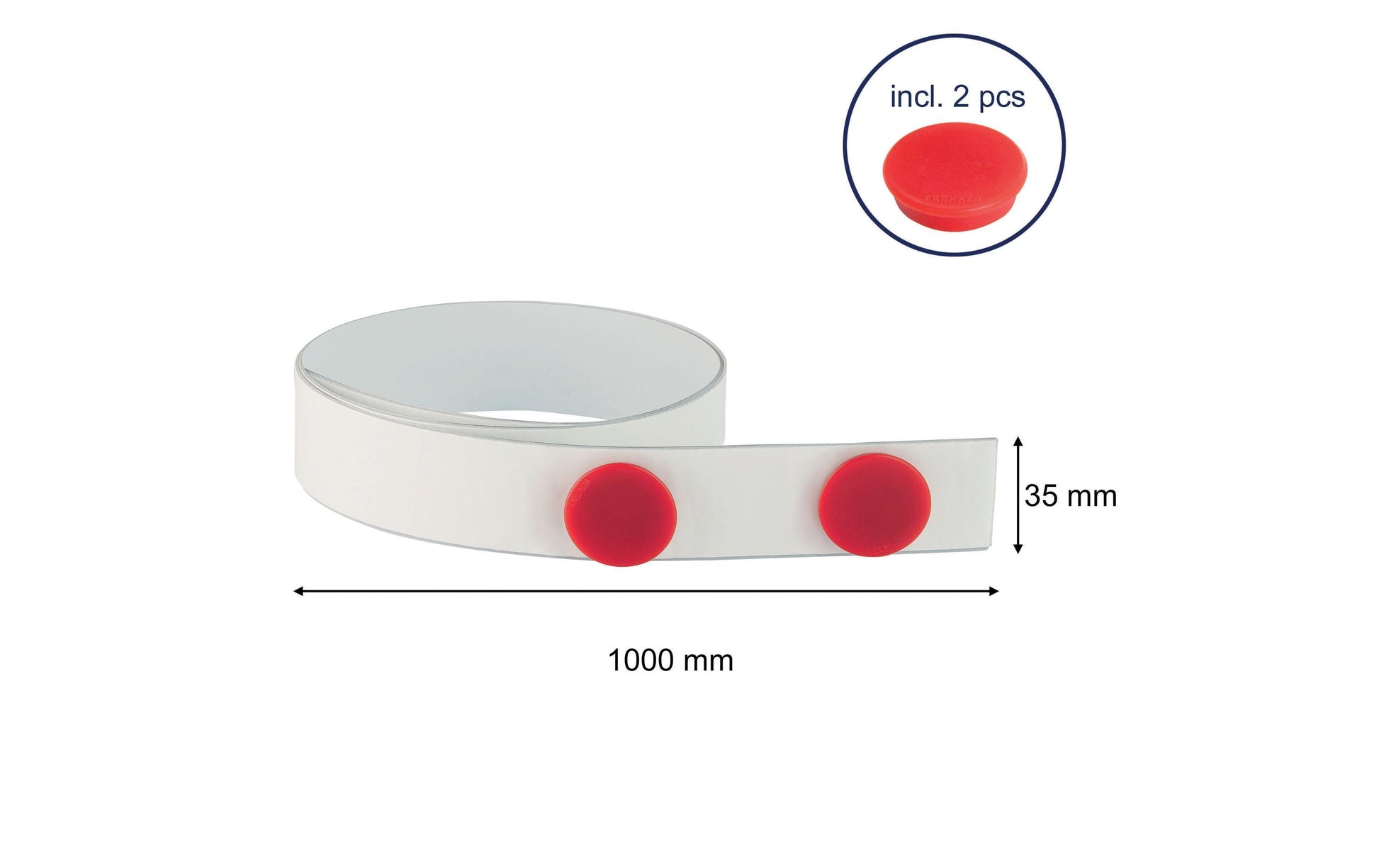 Franken Magnethaftband – selbstklebend – 100 × 3,5 cm – Weiss