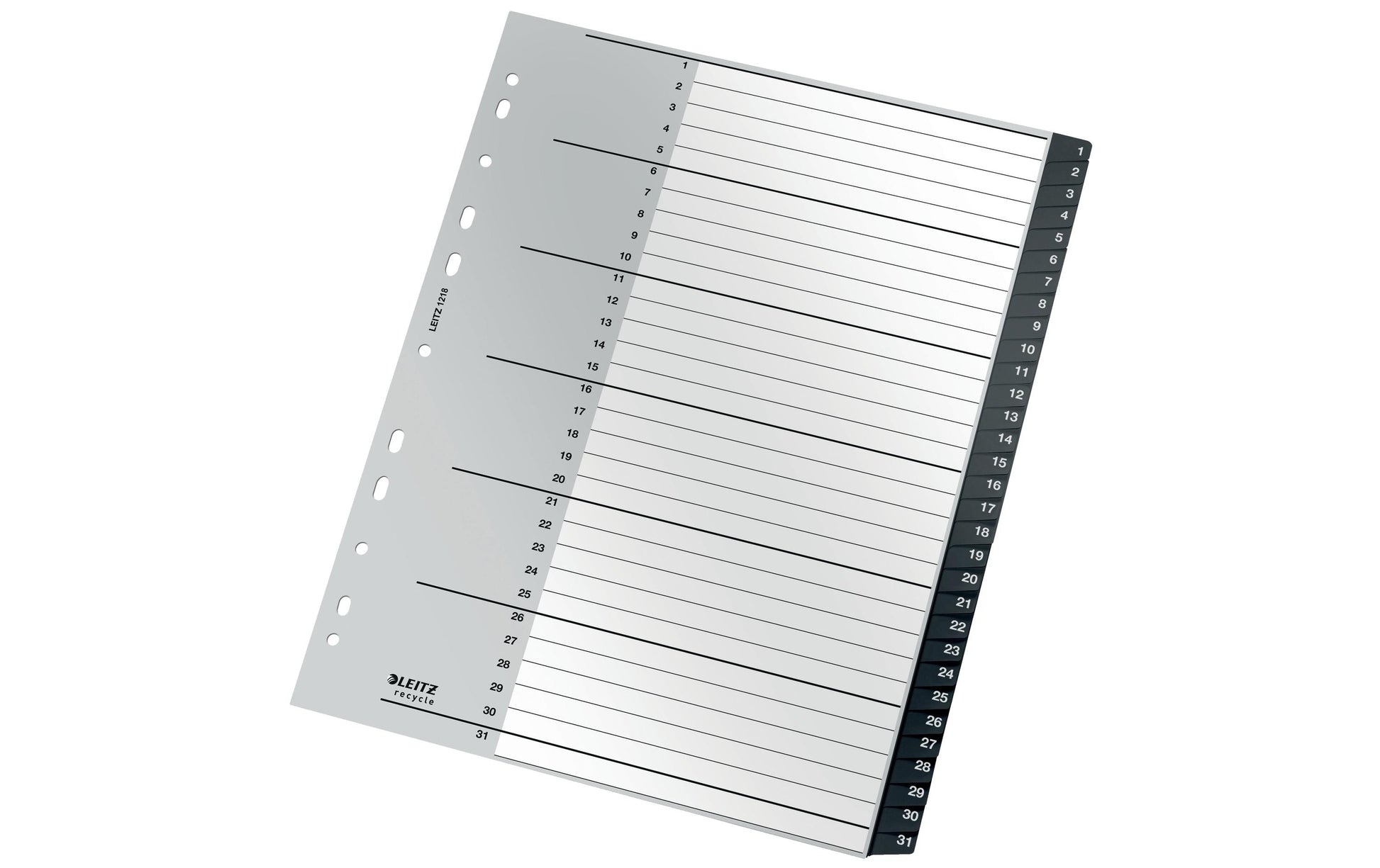 Leitz 12180000 Register – PP, schwarz, weiss, numerischer Registerindex