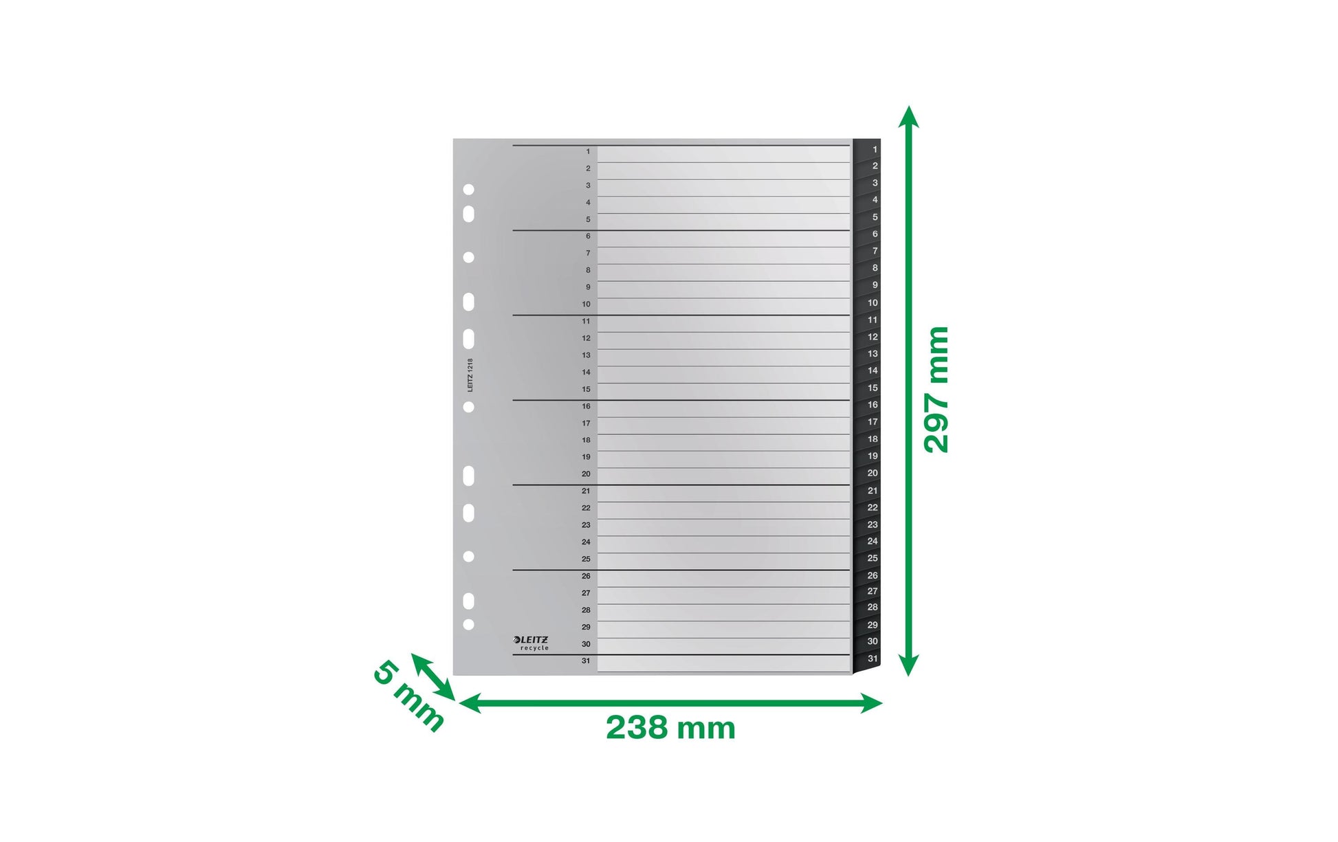 Leitz 12180000 Register – PP, schwarz, weiss, numerischer Registerindex