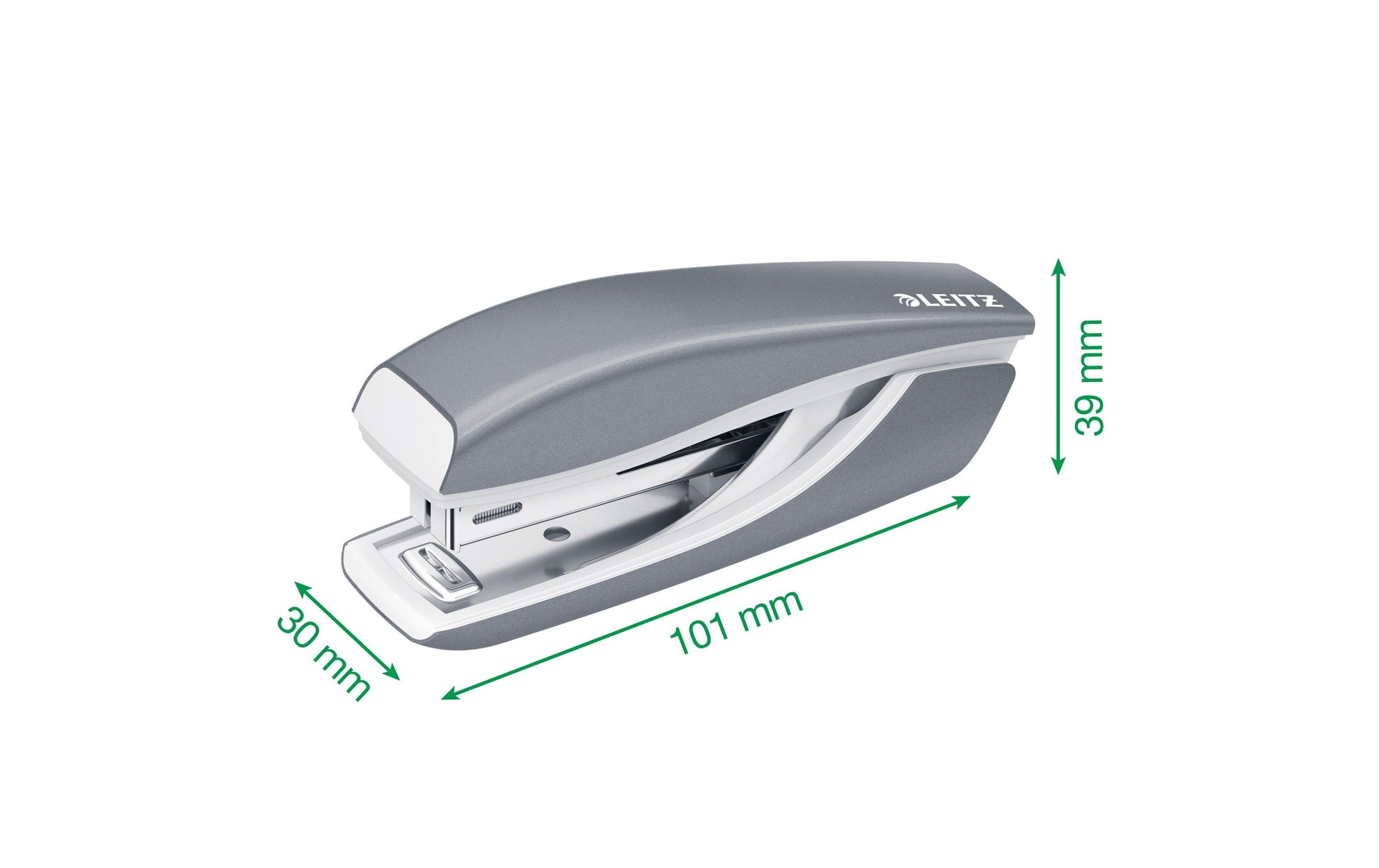 Leitz NeXXt 5528 – Hefter, 10 Blatt, für Nr. 10, Oberlademechanik, Einlegetiefe 35 mm, grün