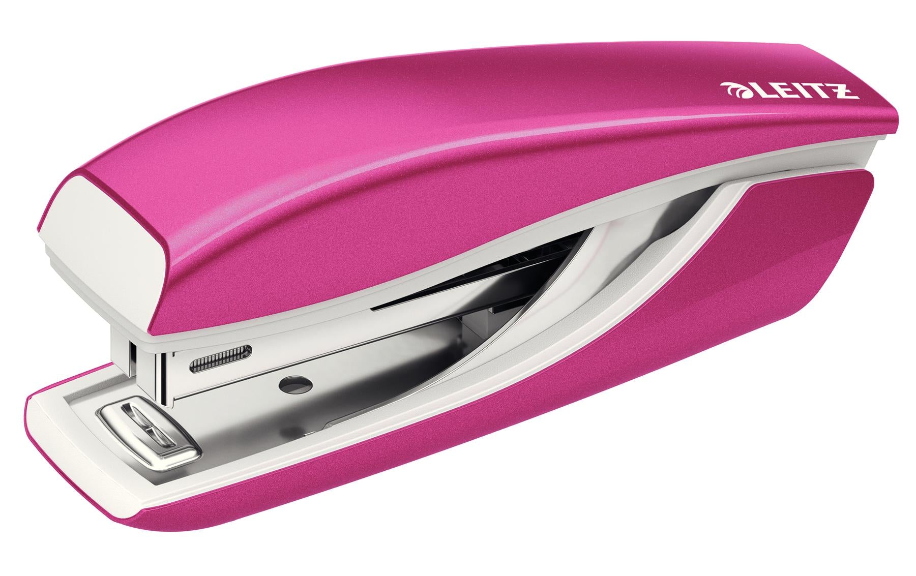 Leitz NeXXt 5528 – Hefter, 10 Blatt, für Nr. 10, Klammernentferner, Tackerfunktion, Einlegetiefe 35 mm, pink