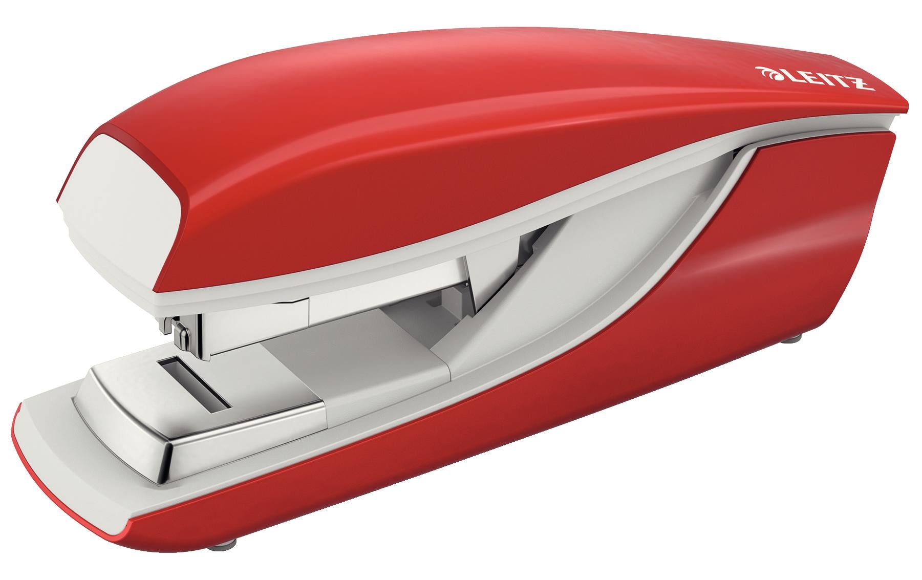 Leitz 5523 – Hefter, 40 Blatt, für 24/6, 26/6, 24/8, Flat-Clinch, Einlegetiefe 38 mm, rot