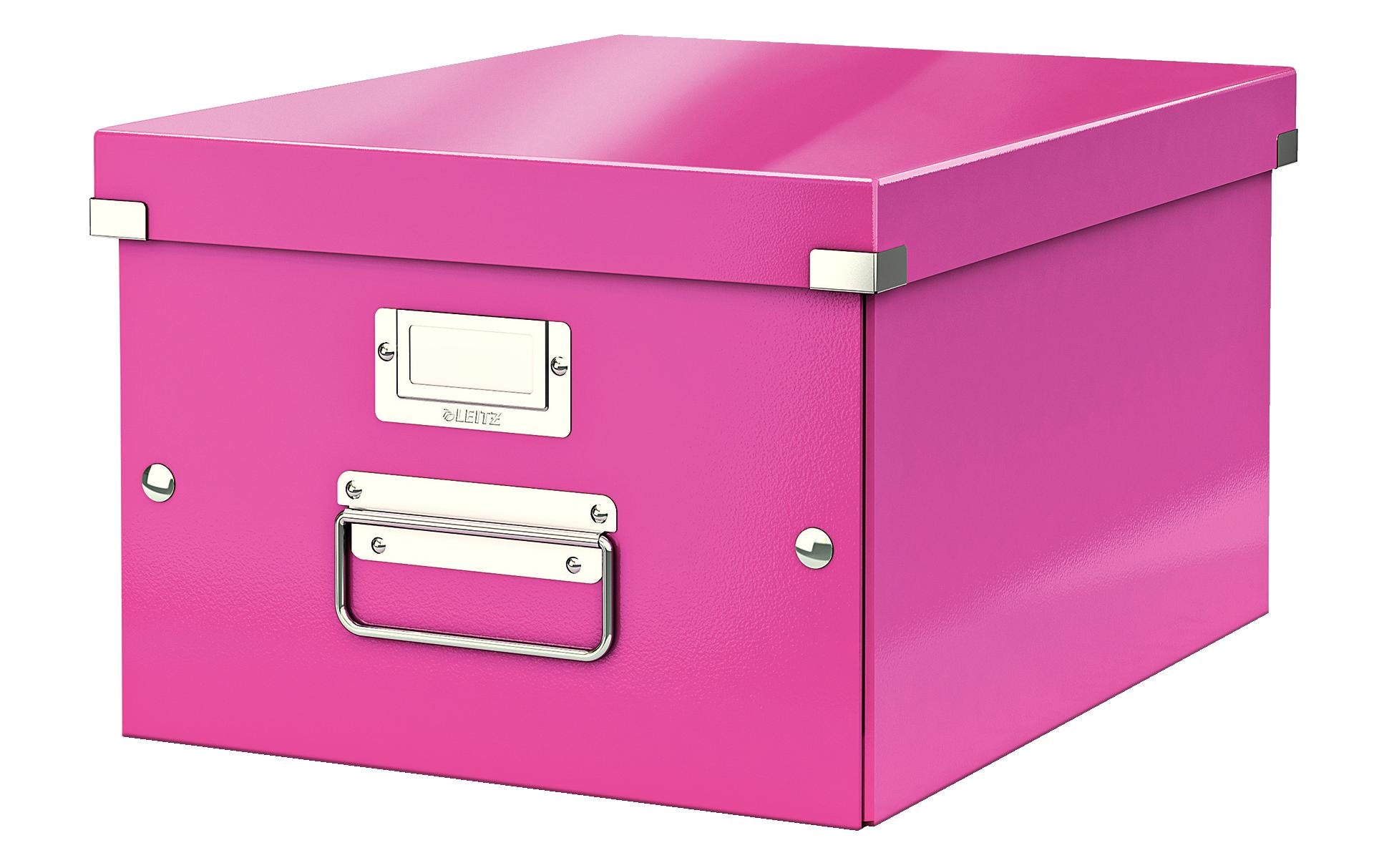 Leitz Click&Store Aufbewahrungsbox 17 l – für A4, mit Deckel, stapelbar, mit Tragegriff, pink, PP