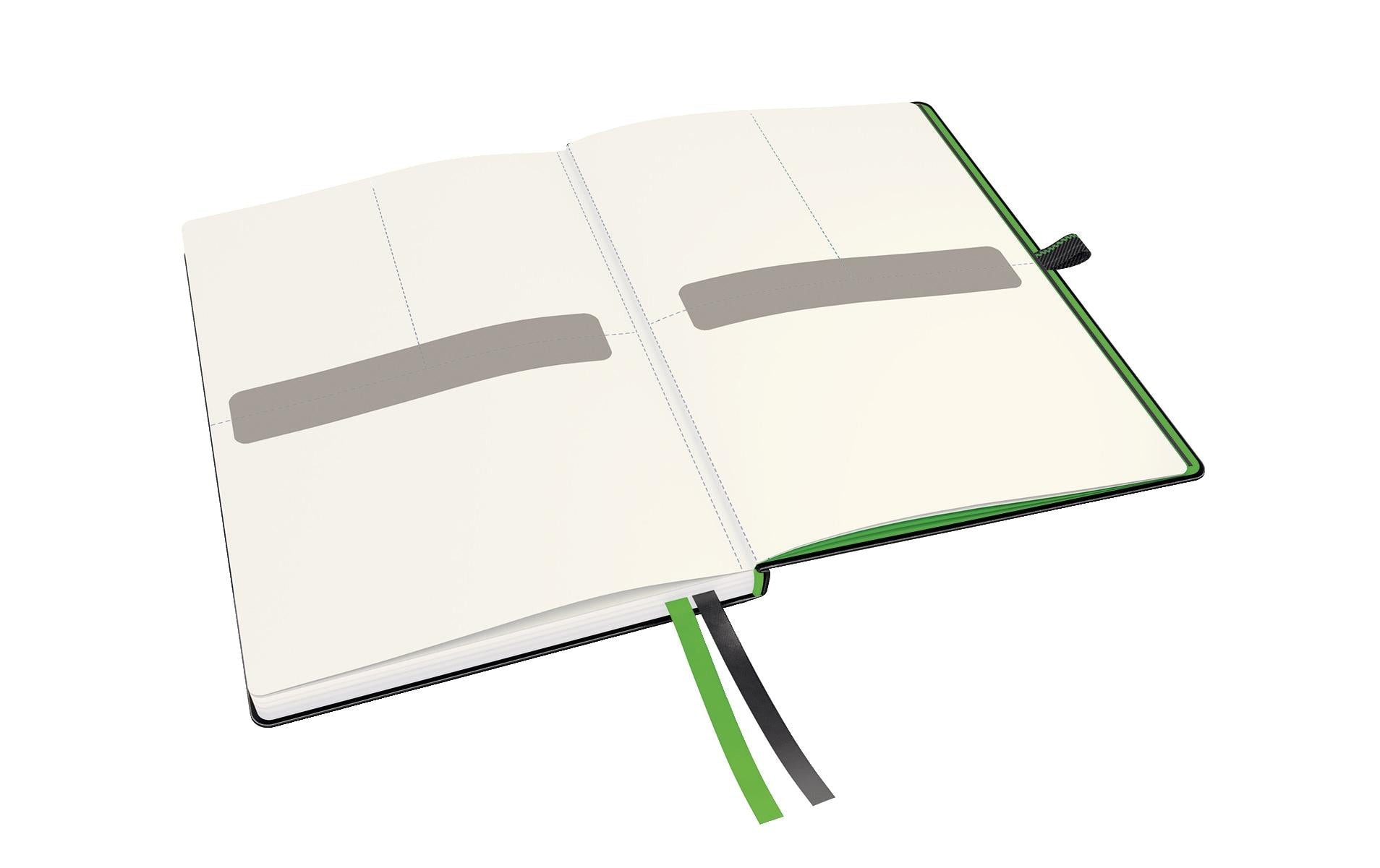 Leitz Notizbuch – A5 – kariert – 80 Blatt – 96 g/m², perforiert, Gummiband, Stiftschlaufe, schwarz