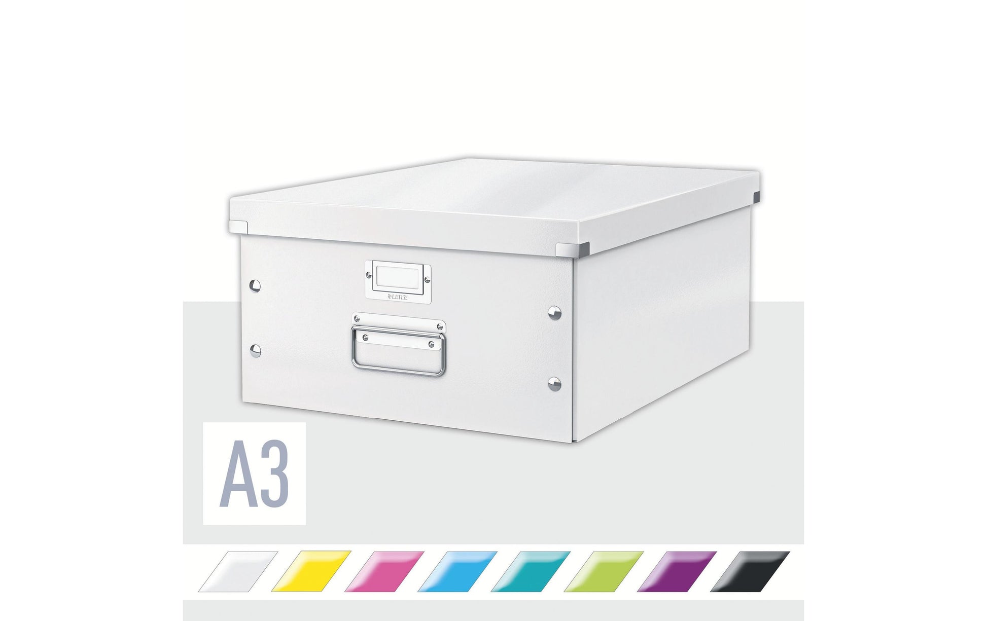 Leitz Click&Store Aufbewahrungsbox B 369 × H 200 × T 482 mm – für A3, mit Deckel, stapelbar, weiss, Karton