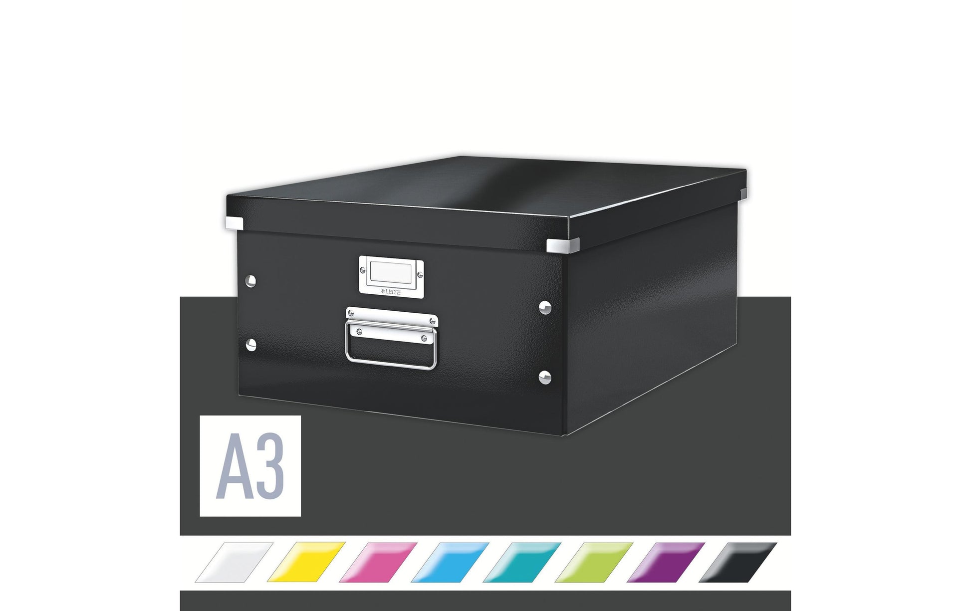 Leitz Click&Store Aufbewahrungsbox B 369 × H 200 × T 482 mm – für A3, mit Deckel, stapelbar, schwarz, Karton