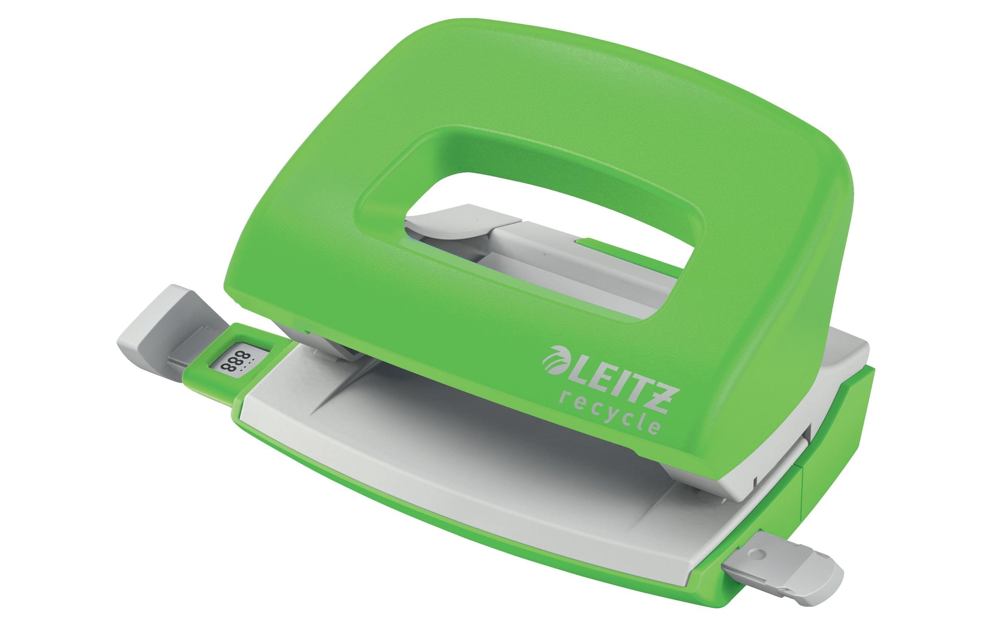 Leitz Mini-Locher NeXXt Recycle – 2-Loch, Lochabstand 80 mm, 10 Blatt, bis A4, Ø5,5 mm – grün