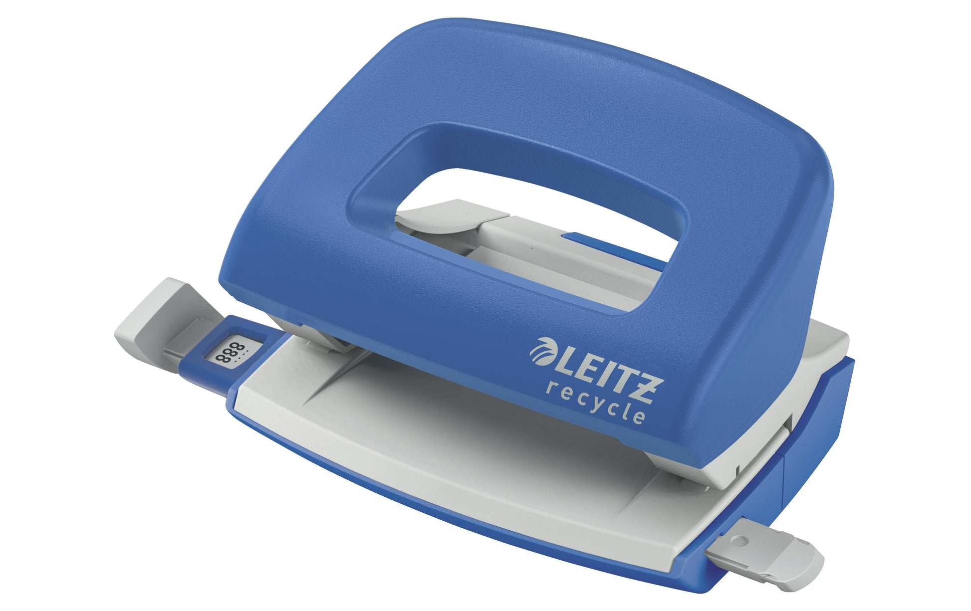 Leitz Mini-Locher NeXXt Recycle – 2-Loch, Lochabstand 80 mm, 10 Blatt, bis A4, Ø5,5 mm – Blau
