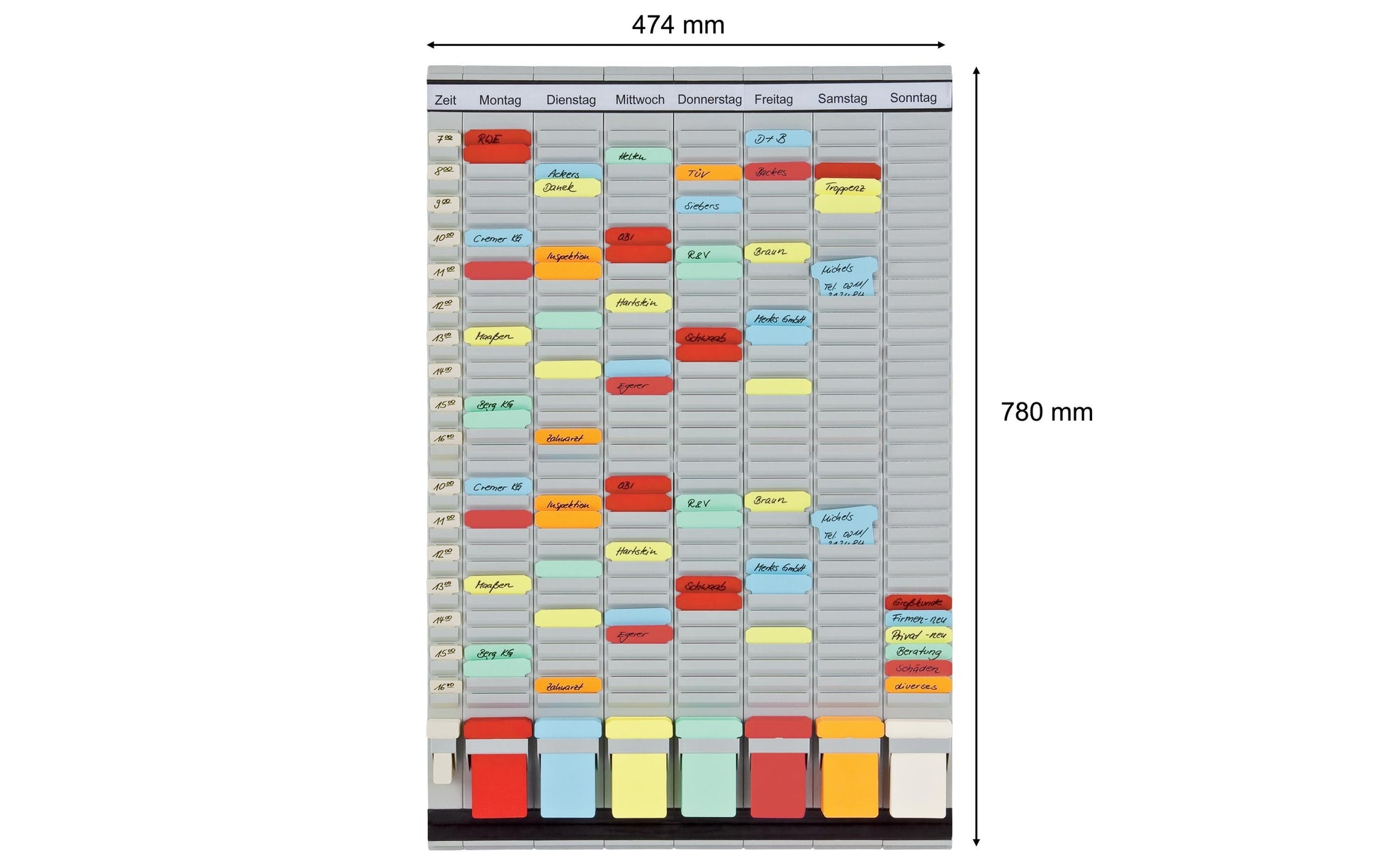 Franken Planungstafel, T-Karten-System, 7 × 35 – 47,4 × 78 cm, Hellgrau
