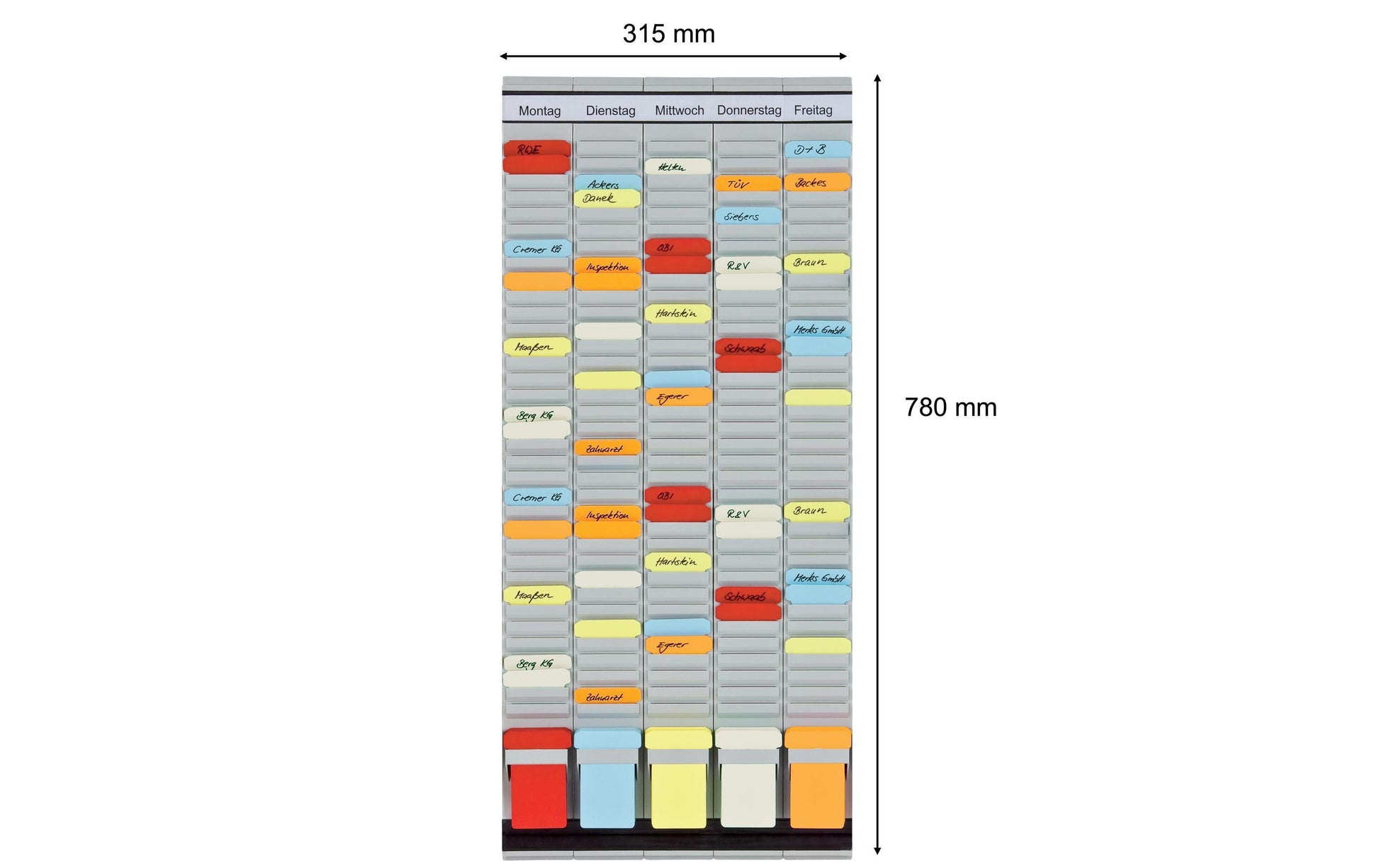 Franken T-Kartentafel OfficePlaner, 5 × 35 – 31,5 × 78 cm, Grau
