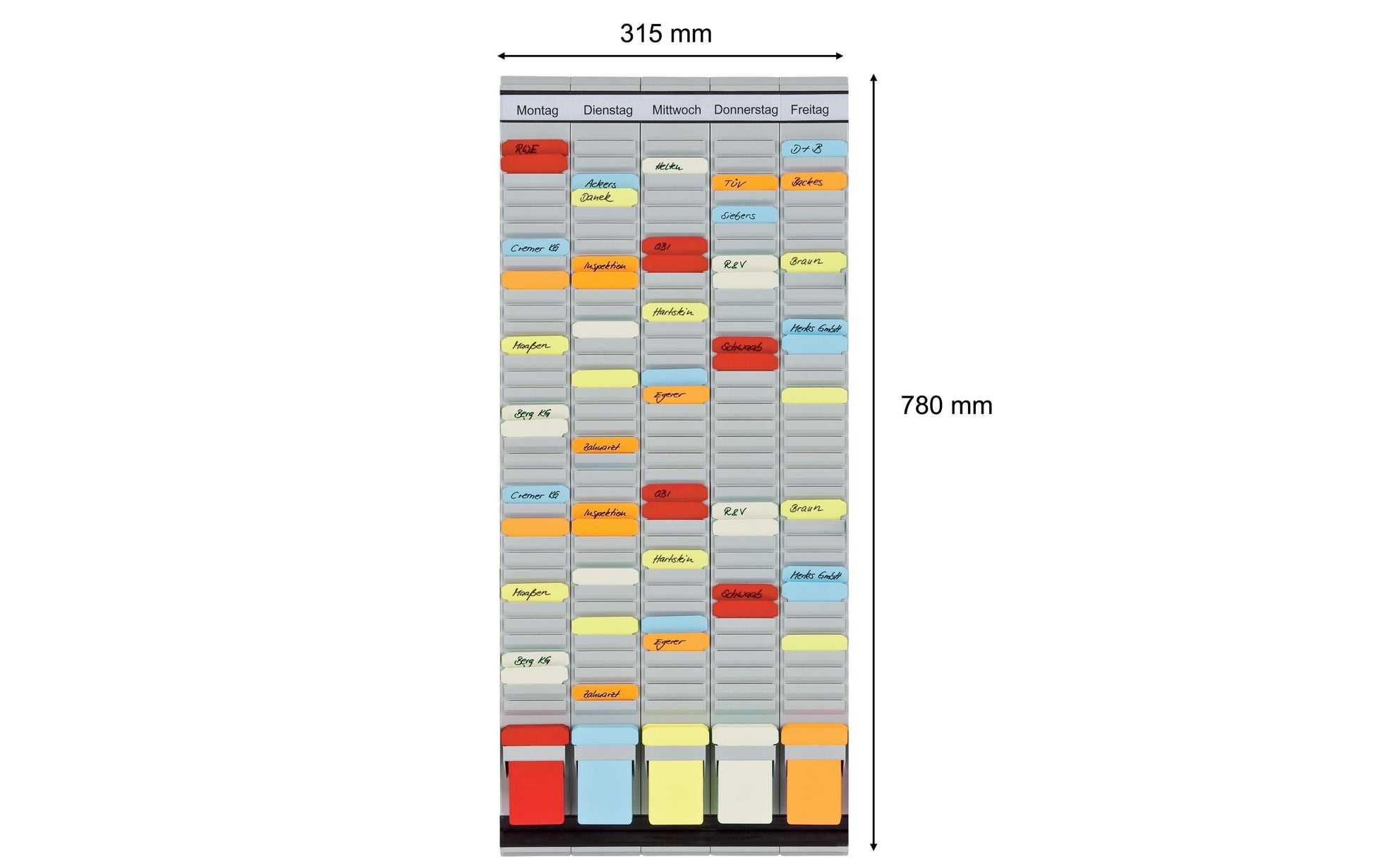 Franken T-Kartentafel OfficePlaner, 5 × 35 – 31,5 × 78 cm, Grau