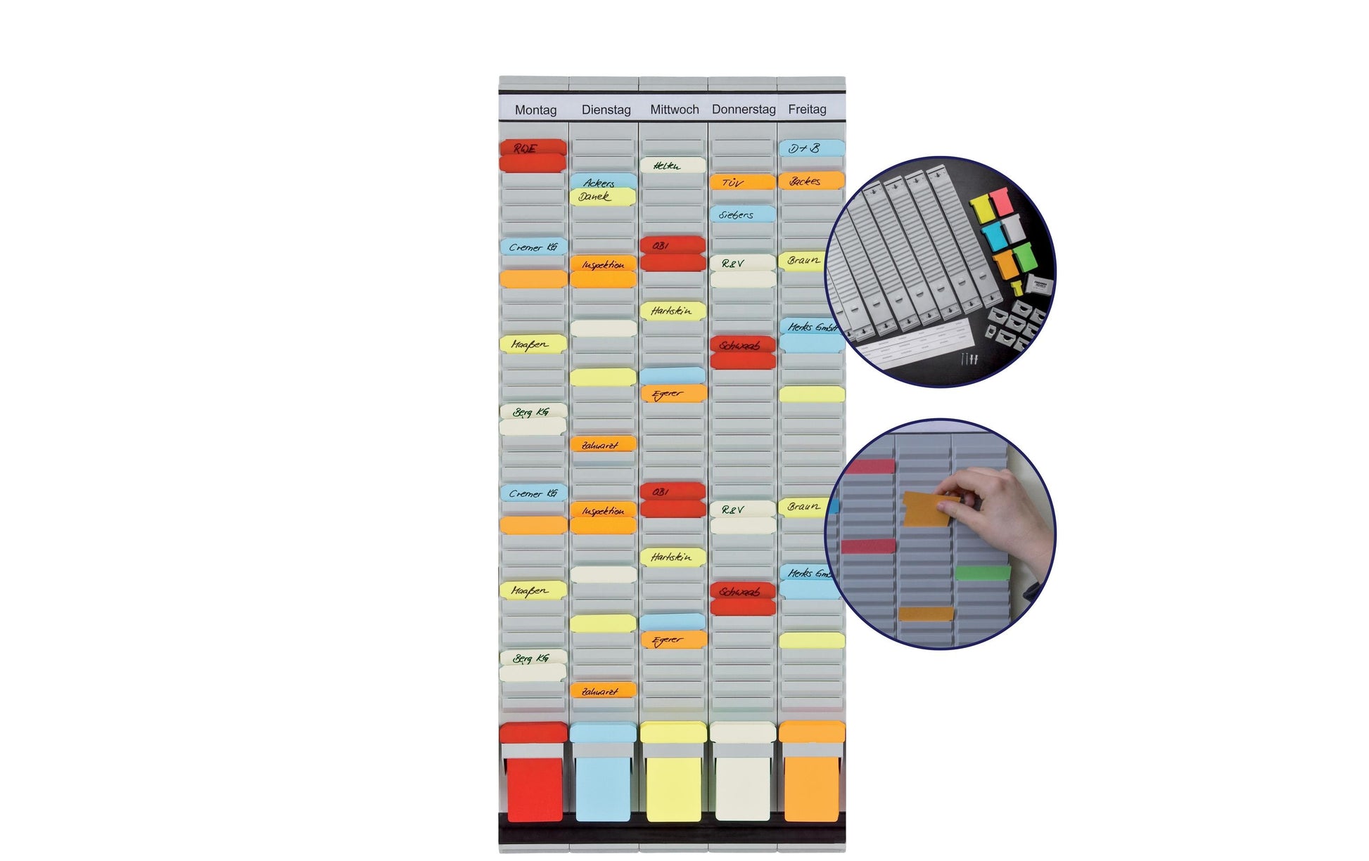 Franken T-Kartentafel OfficePlaner, 5 × 35 – 31,5 × 78 cm, Grau