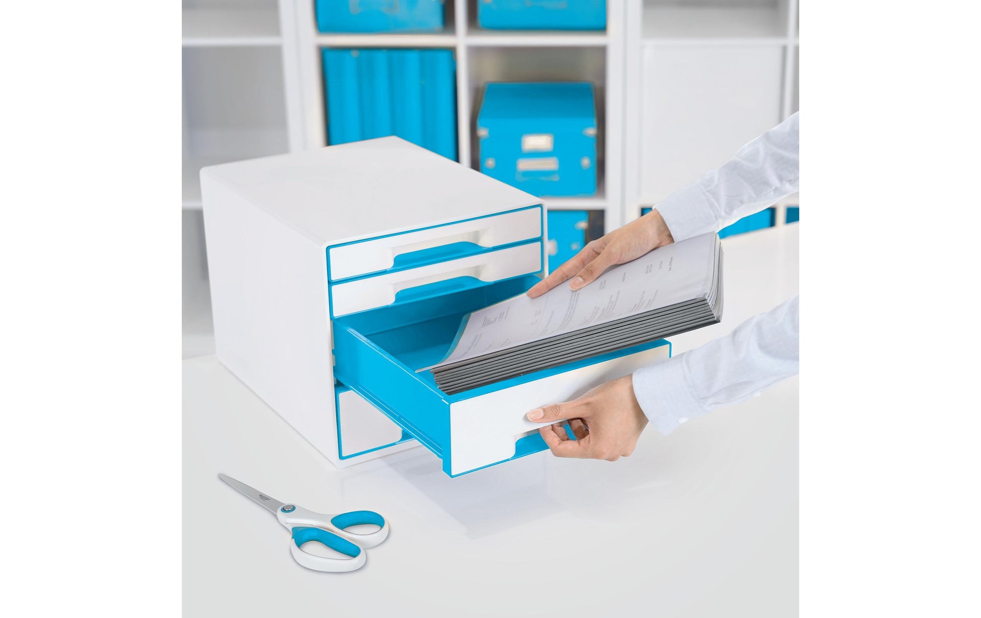 Leitz WOW Cube Aufbewahrungsbox – blau, weiss, Kunststoff (PS)
