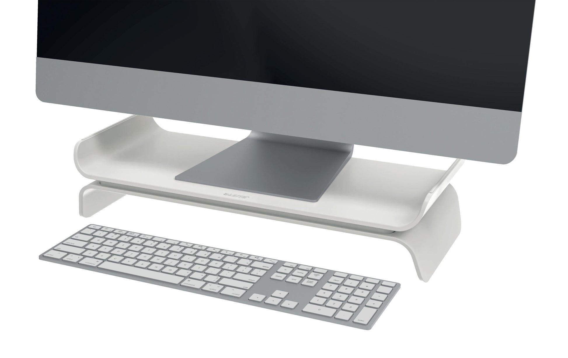 Leitz Ergo – Monitorhalterung, Standfuss, bis 27", 8 kg, höhenverstellbar, hellgrau