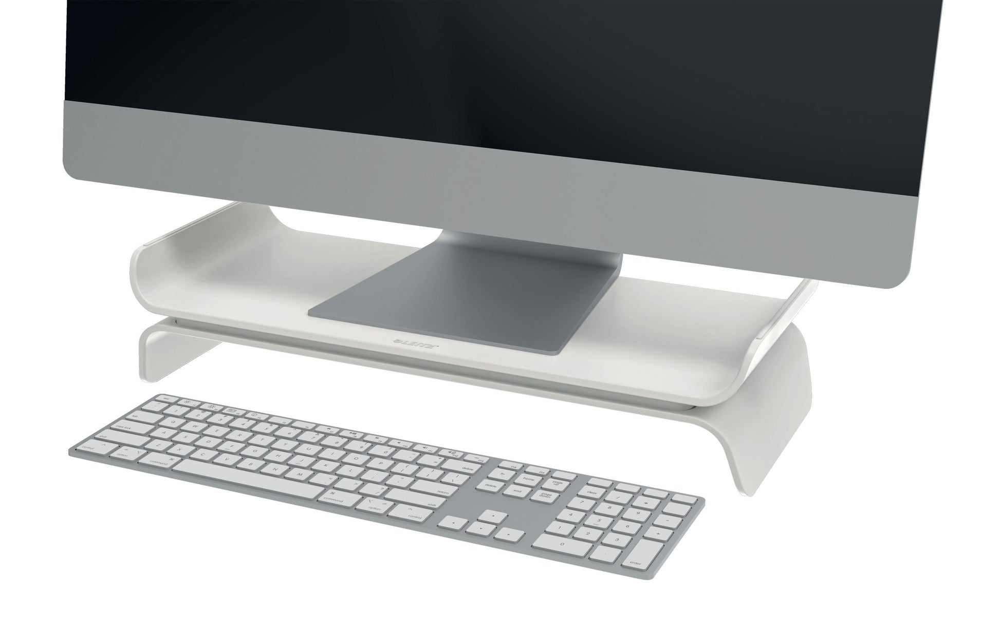 Leitz Ergo – Monitorhalterung, Standfuss, bis 27", 8 kg, höhenverstellbar, hellgrau
