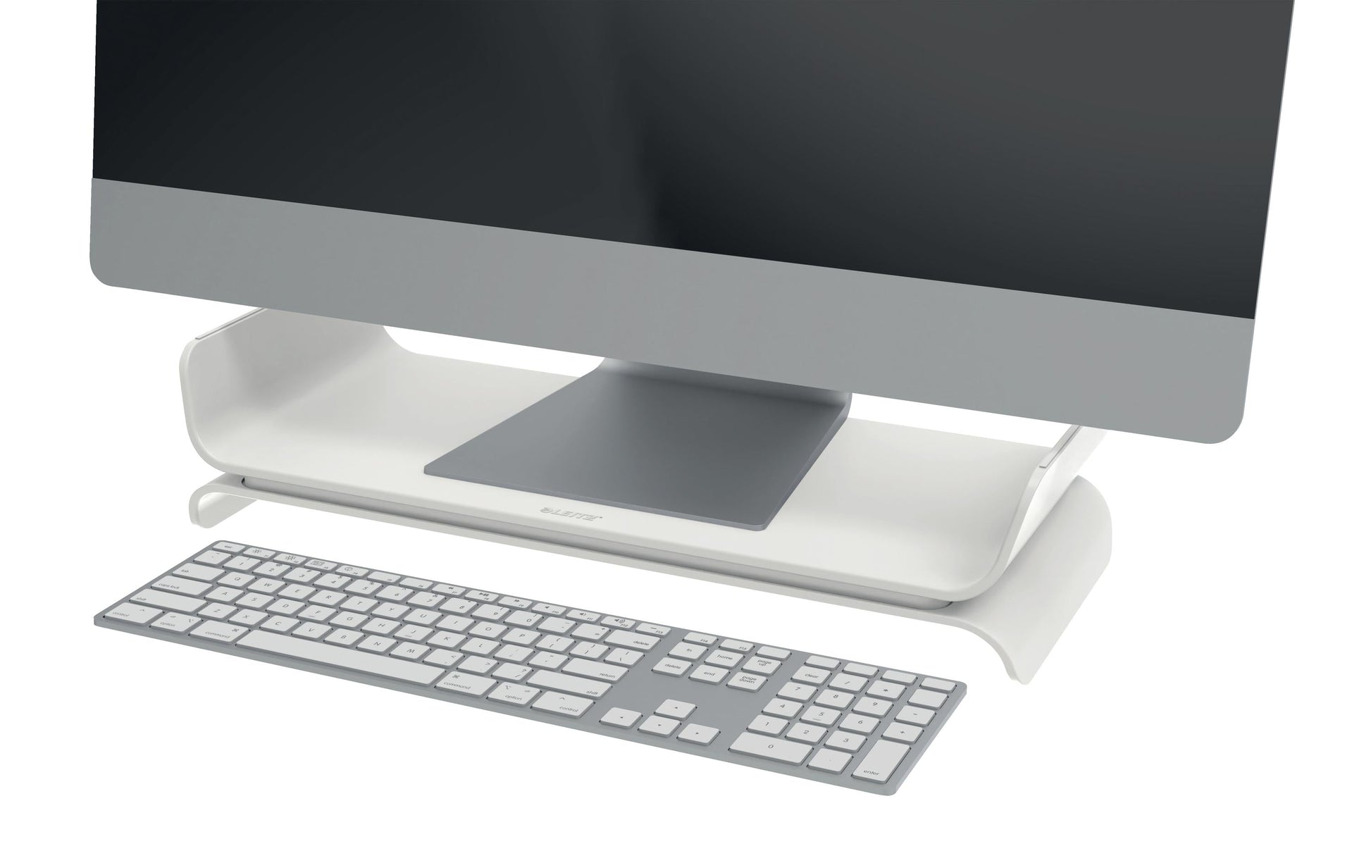 Leitz Ergo – Monitorhalterung, Standfuss, bis 27", 8 kg, höhenverstellbar, hellgrau