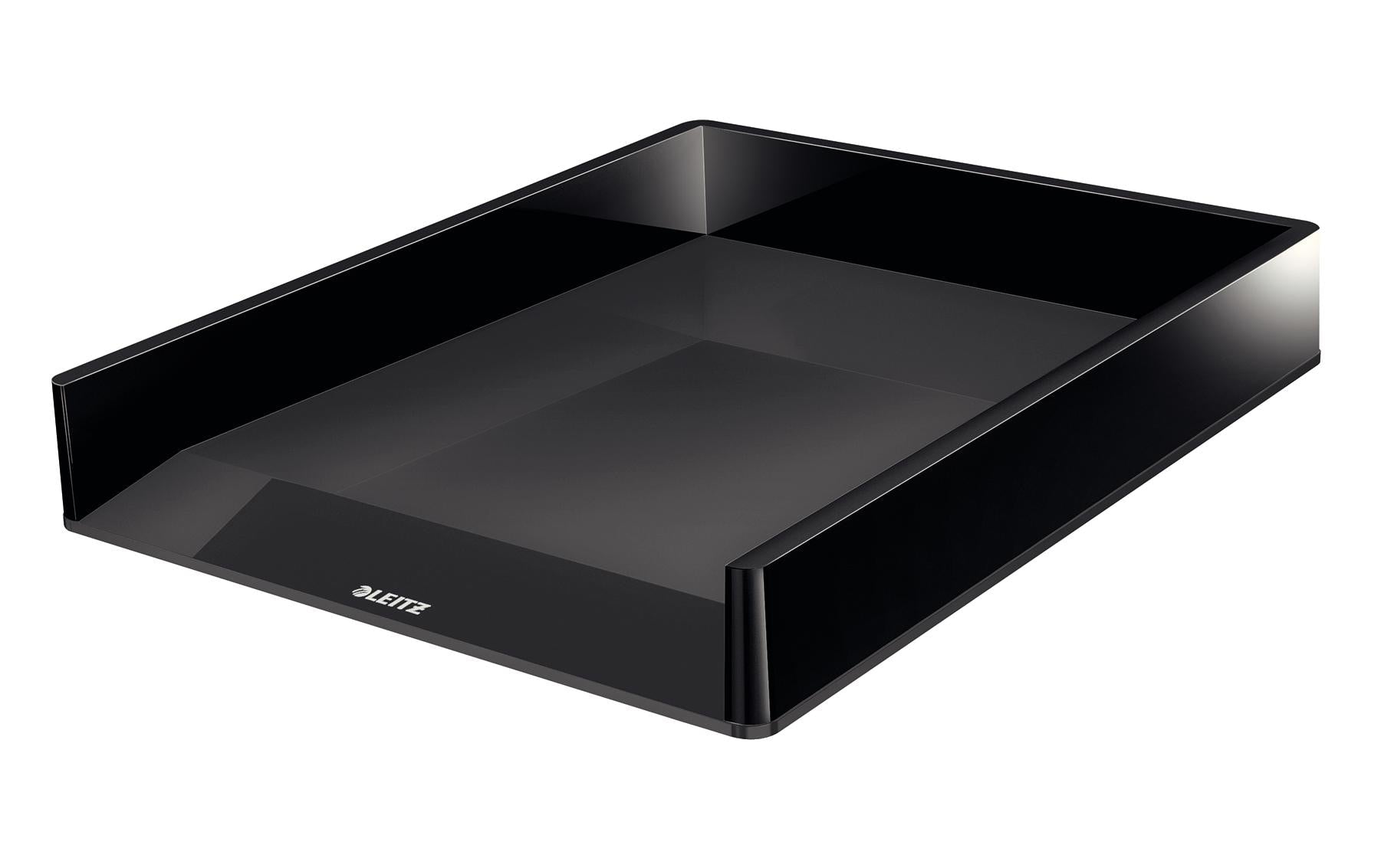 Leitz Briefkorb – mit Griffausschnitt, mit Beschriftungsfeld, glänzend, schwarz, B 267 × H 49 × T 336 mm
