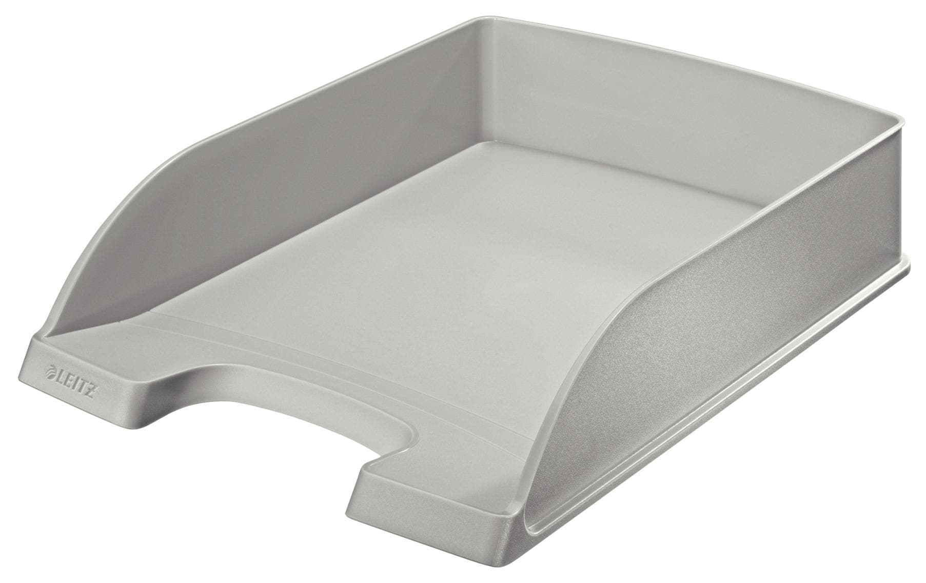 Leitz Stapelbarer Briefkorb mit Griffausschnitt, Beschriftungsfeld, matt, grau, B 255 × H 70 × T 357 mm