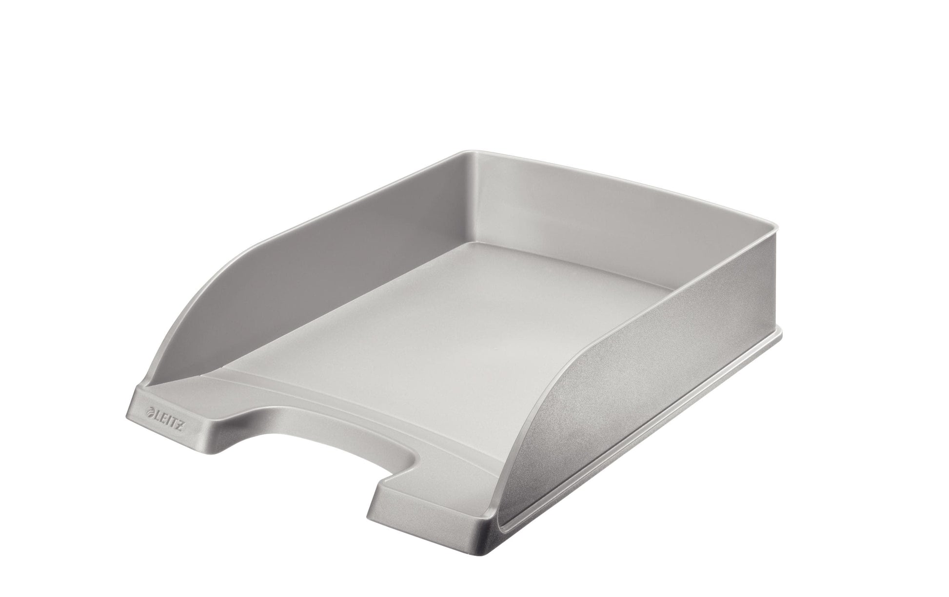 Leitz Briefkorb – mit Griffausschnitt, mit Beschriftungsfeld, matt, silber, B 255 × H 70 × T 357 mm