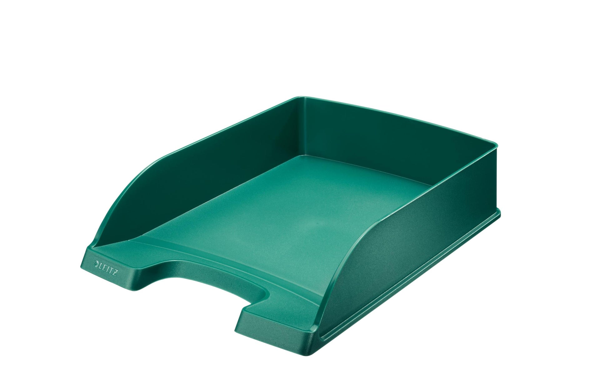 Leitz Stapelbarer Briefkorb mit Griffausschnitt, Beschriftungsfeld, matt, grün, B 255 × H 70 × T 357 mm