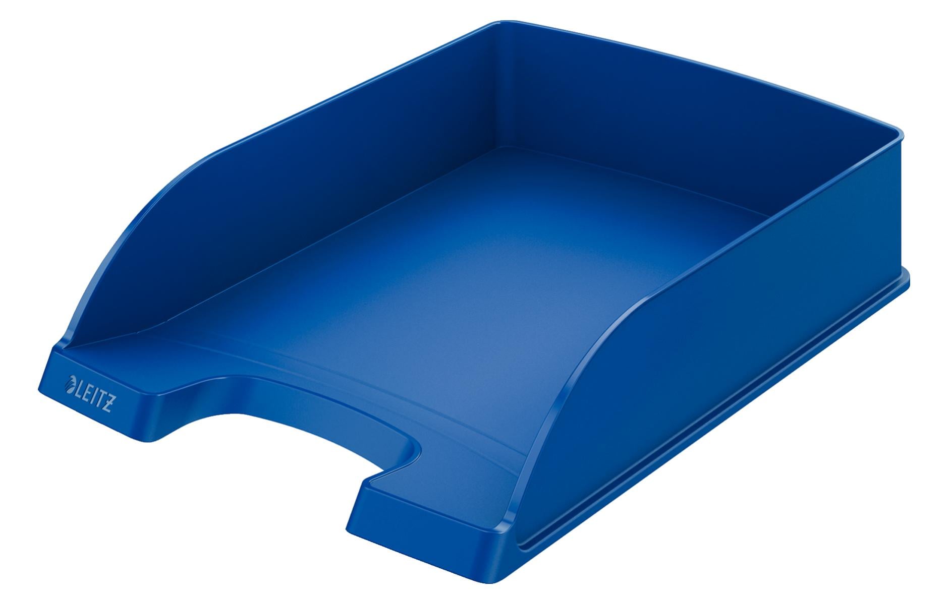 Leitz Stapelbarer Briefkorb mit Griffausschnitt, Beschriftungsfeld, matt, blau, B 255 × H 70 × T 357 mm