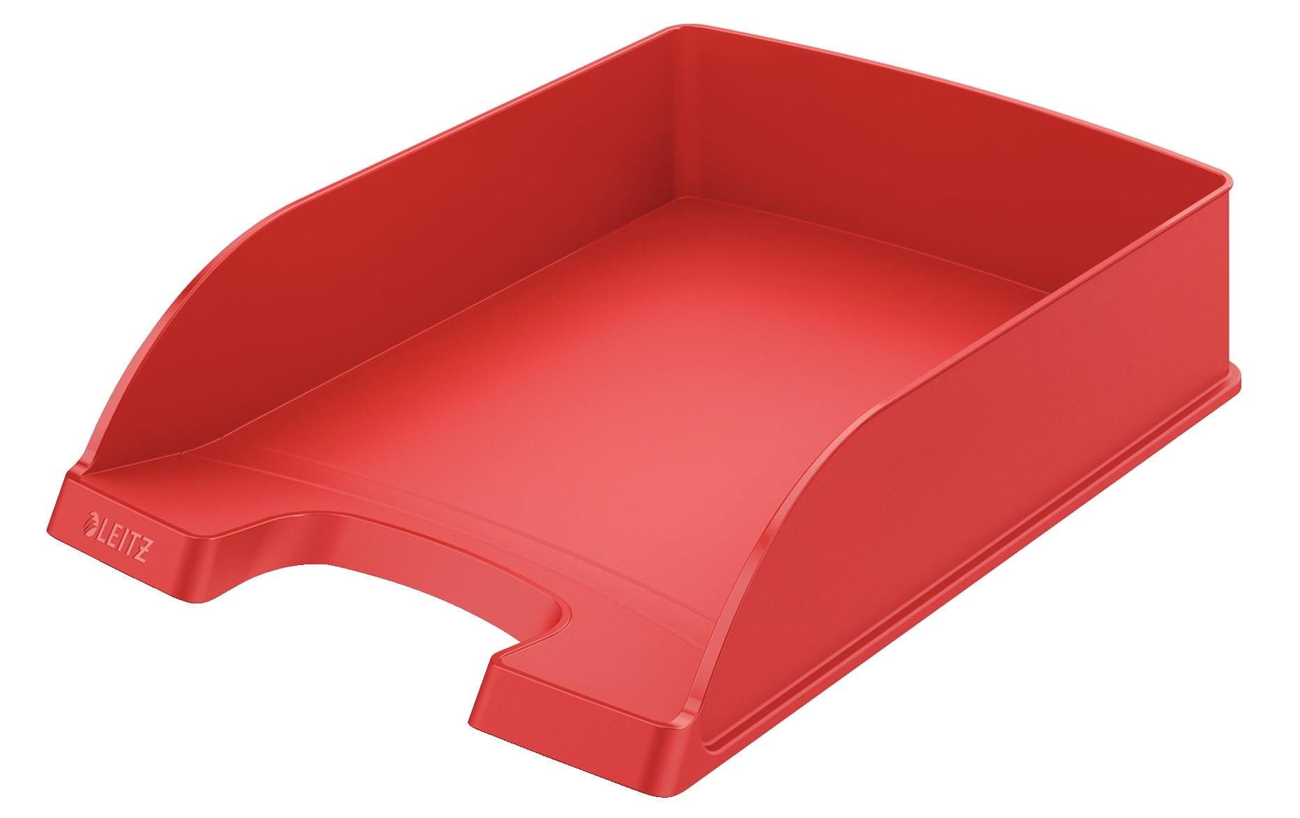 Leitz Stapelbarer Briefkorb mit Griffausschnitt, Beschriftungsfeld, matt, rot, B 255 × H 70 × T 357 mm