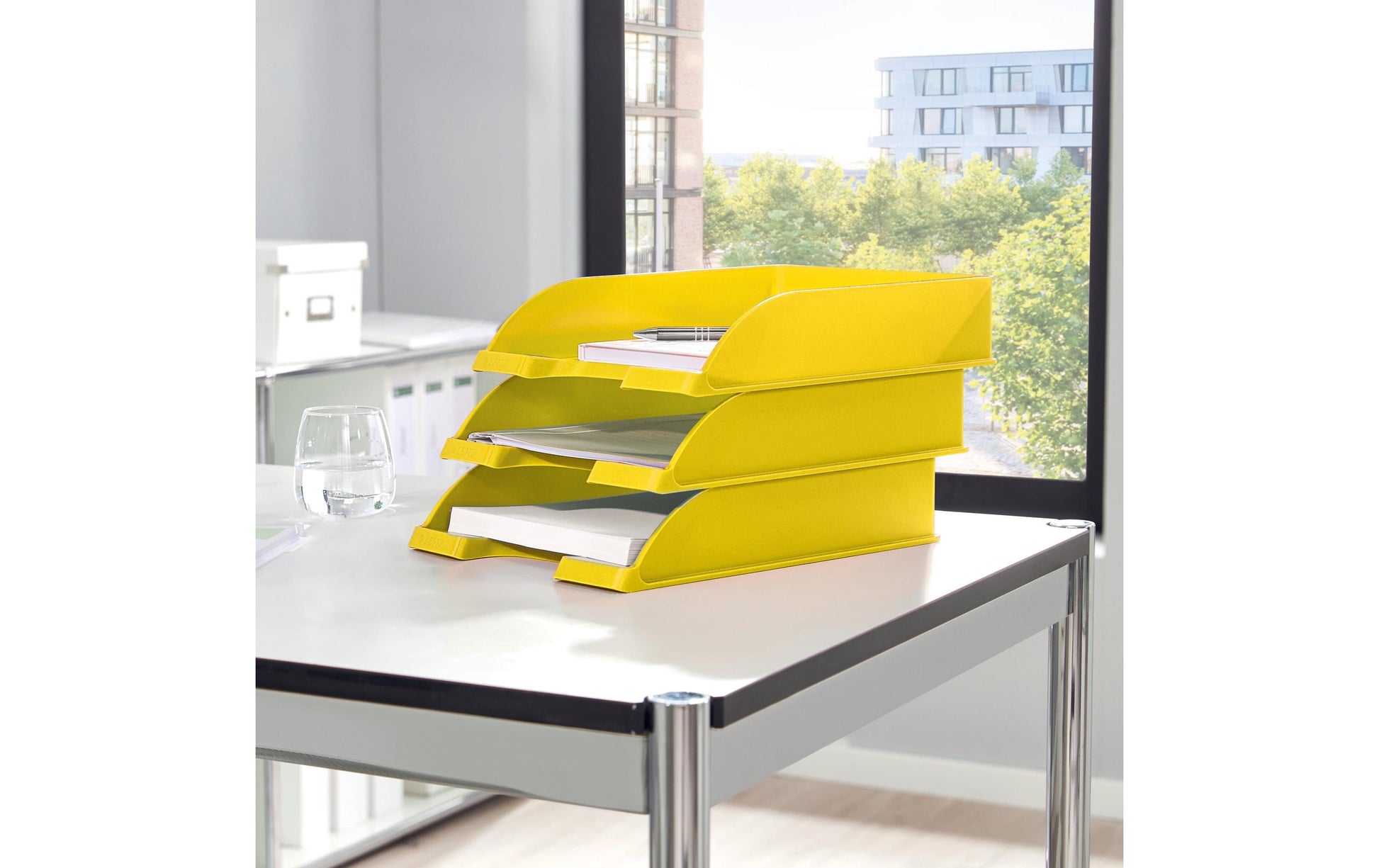 Leitz WOW – Briefkorb für A4, Polystyrol (PS), Gelb, Hochglänzend, 242 × 60 × 330 mm