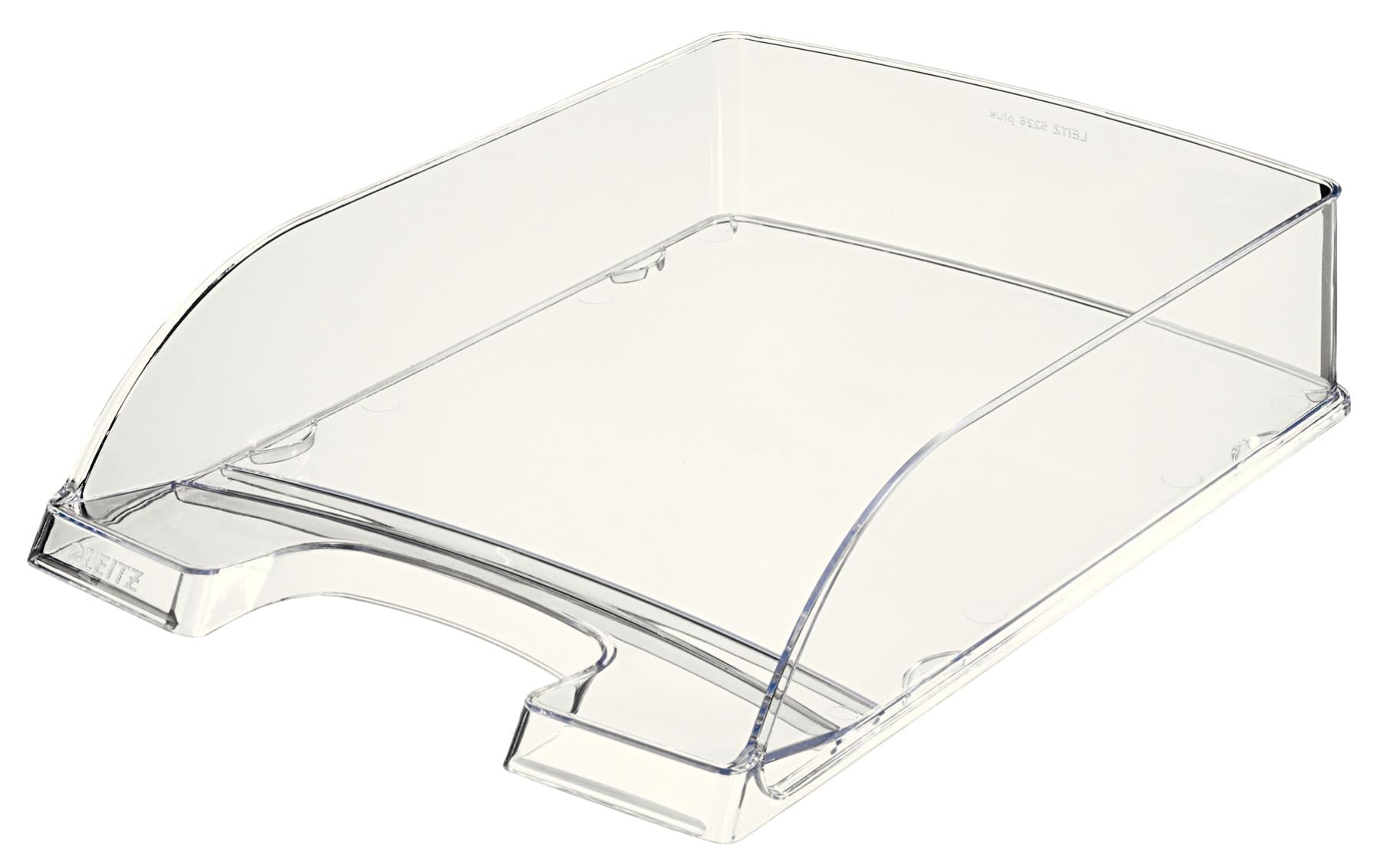 Leitz Briefkorb – mit Griffausschnitt, mit Beschriftungsfeld, glänzend, transparent, B 255 × H 70 × T 357 mm