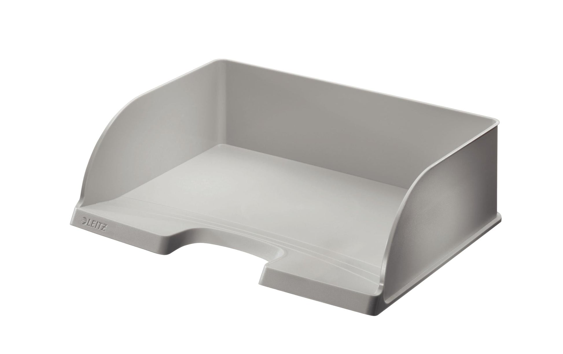Leitz Stapelbarer Briefkorb mit Griffausschnitt, Beschriftungsfeld, matt, grau, B 363 × H 103 × T 273 mm