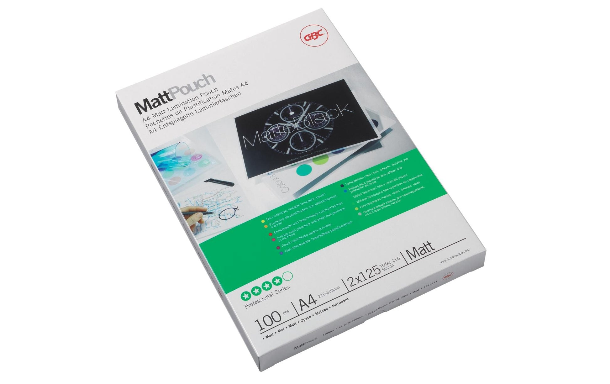 GBC Laminierfolien A4, matt – 125 µm, 216 × 303 mm, 100 Stk.