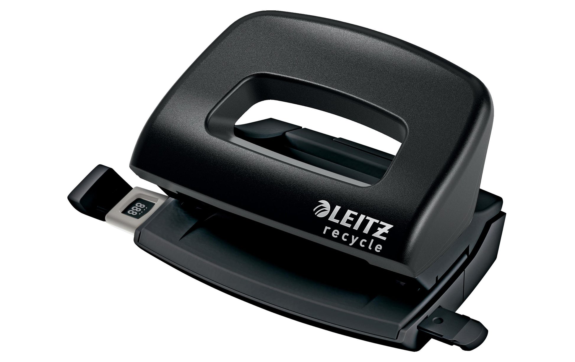 Leitz Mini-Locher NeXXt Recycle – 2-Loch, Lochabstand 80 mm, 10 Blatt, bis A4, Ø5,5 mm – Schwarz