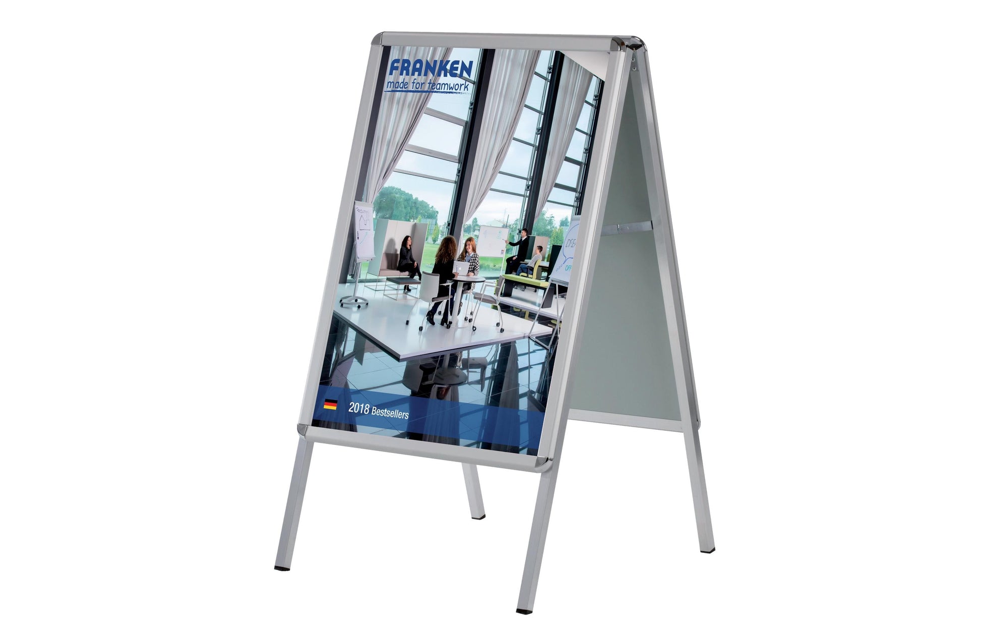 Franken Kundenstopper Standard – 640 × 1150 mm, silber, Aluminium