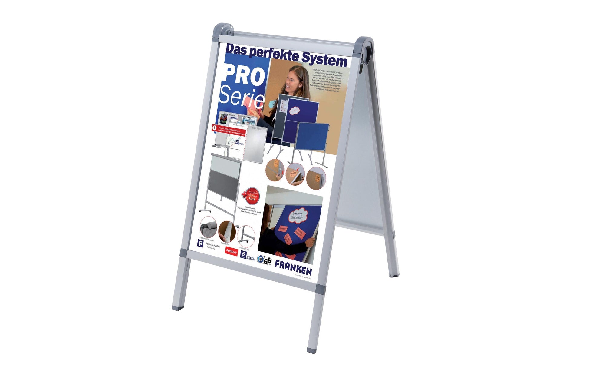 Franken Plakatständer Outdoor PRO – DIN A1, 652 × 1100 mm, silber, Aluminium