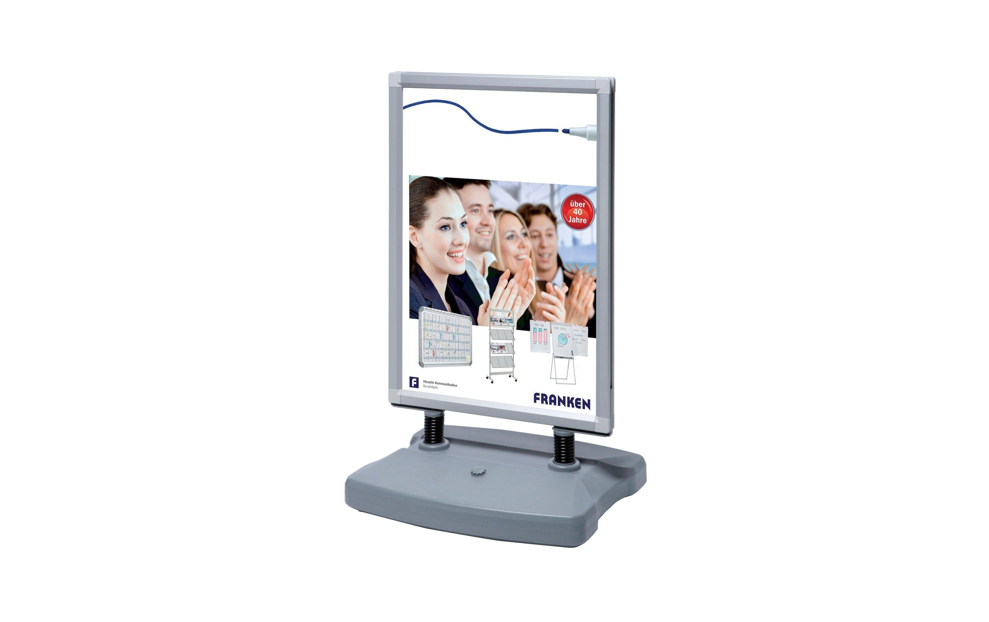 Franken Prospektständer TANK – für A1, mit Rollen, weiss/silber, Aluminium, 670×590×1123 mm