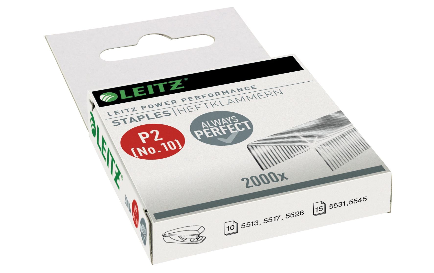 Leitz Heftklammern – Nr. 10, 4 mm, 10 Blatt, 2'000 Stück, Stahl