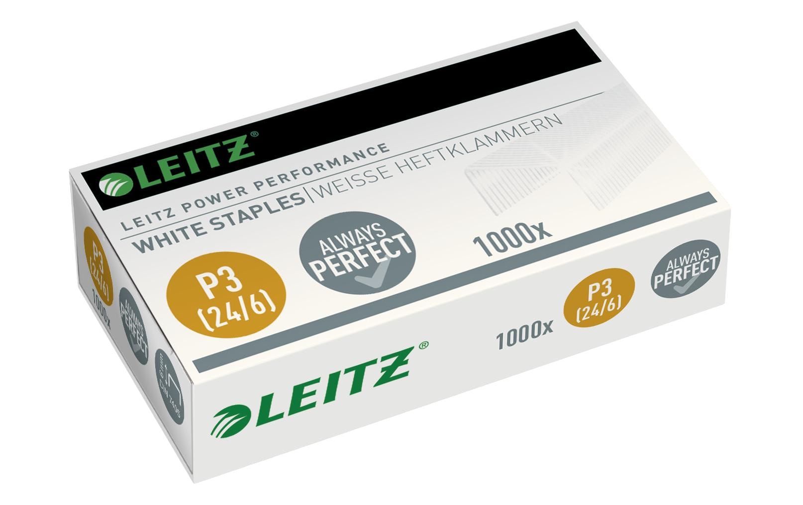 Leitz Heftklammern 24/6 – verzinkt, Metall, weiss – 1000 Stk.