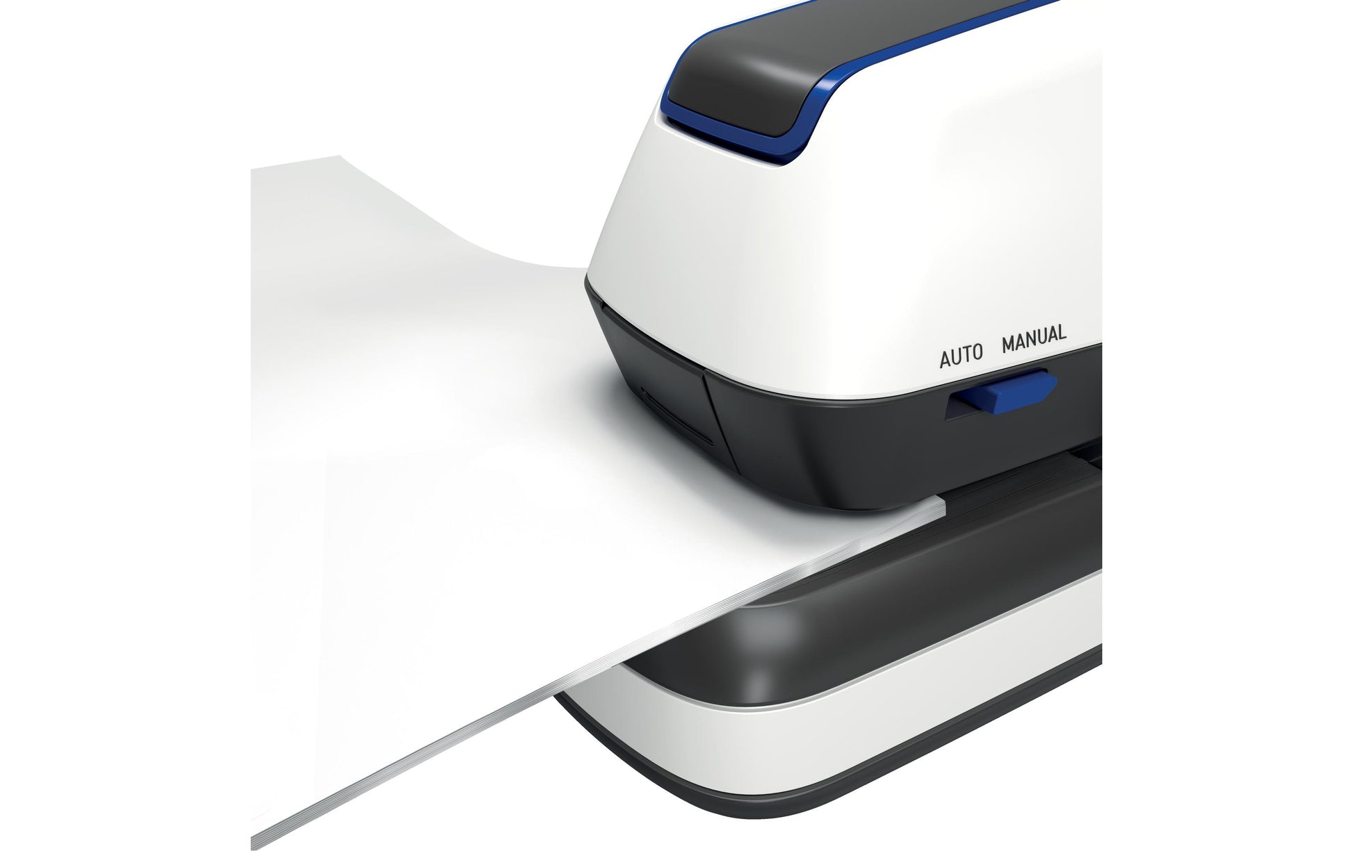 Rapid Optima 20E – Elektrischer Hefter, geschlossene Heftung, Einlegetiefe 42 mm, Weiss/Grau/Blau