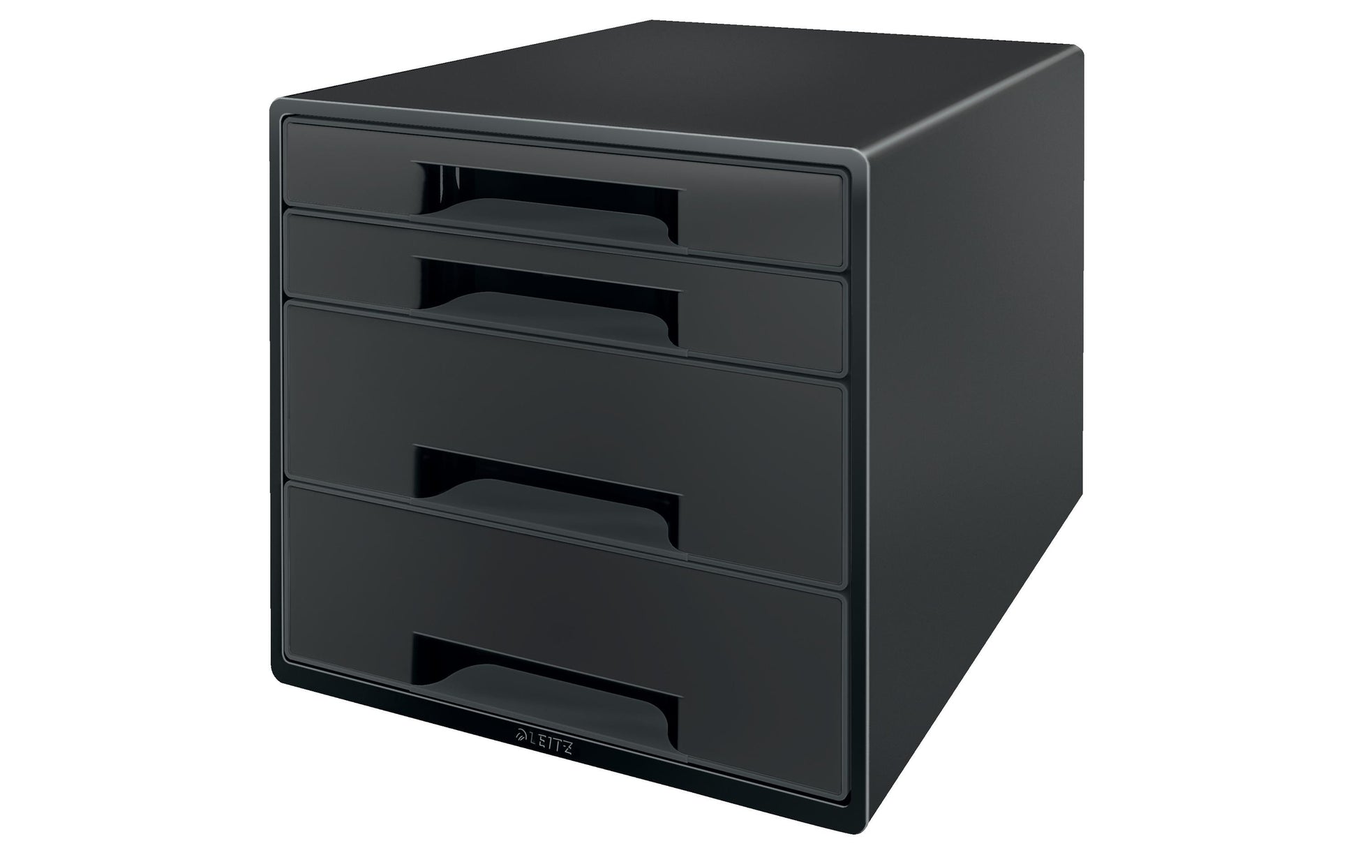 Leitz CUBE Schubladenelement – 4 Schubladen, für A4+, schwarz, Polystyrol (PS), B 287 × H 363 × T 270 mm