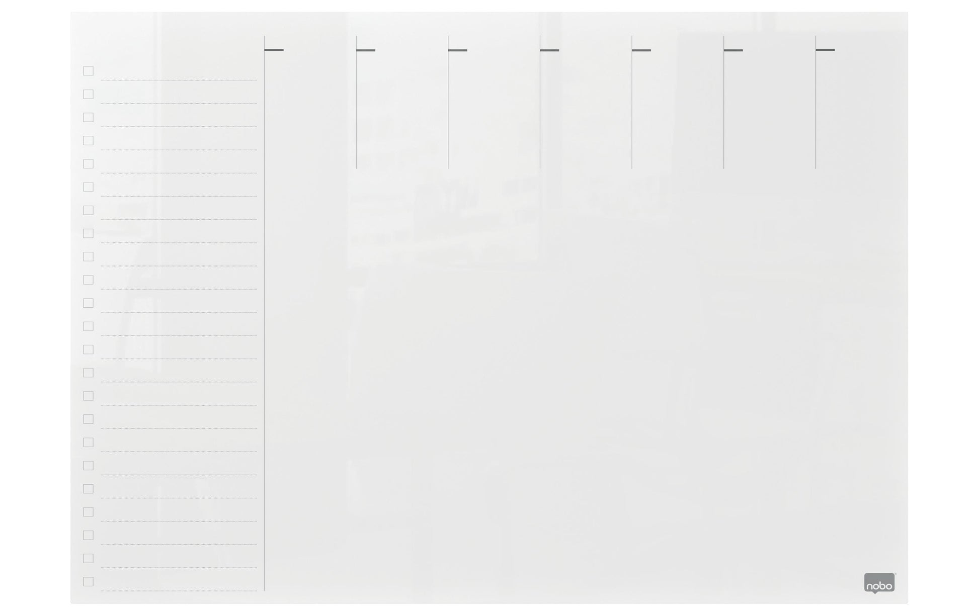 Nobo Wochenplaner, Acryl, trocken abwischbar, rahmenlos, Wandmontage – 29,7 × 21 cm, transparent