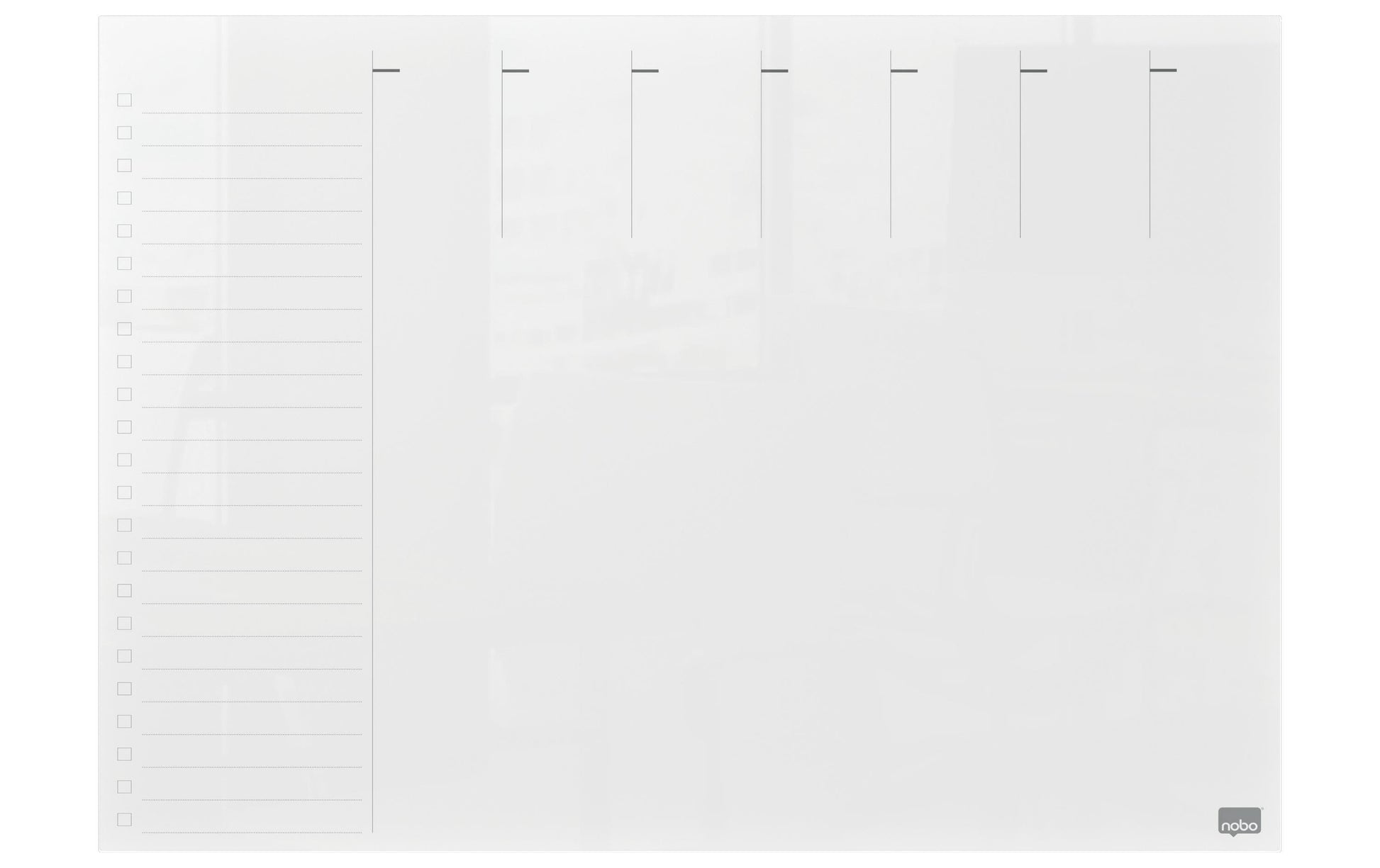 Nobo Wochenplaner, Acryl, trocken abwischbar, rahmenlos, Wandmontage – 29,7 × 21 cm, transparent